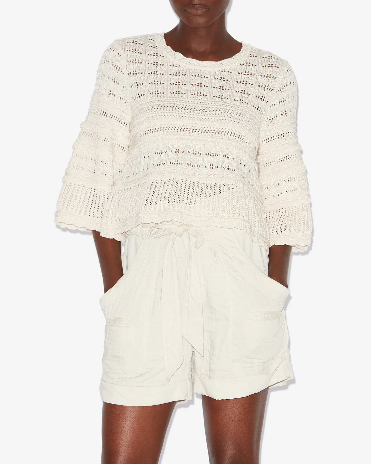 Marant Etoile Azelia Openwork Top in Ecru