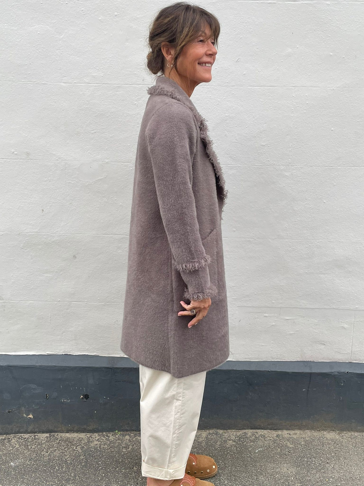 Rino & Pelle Catena Fringe Cardi in Taupe