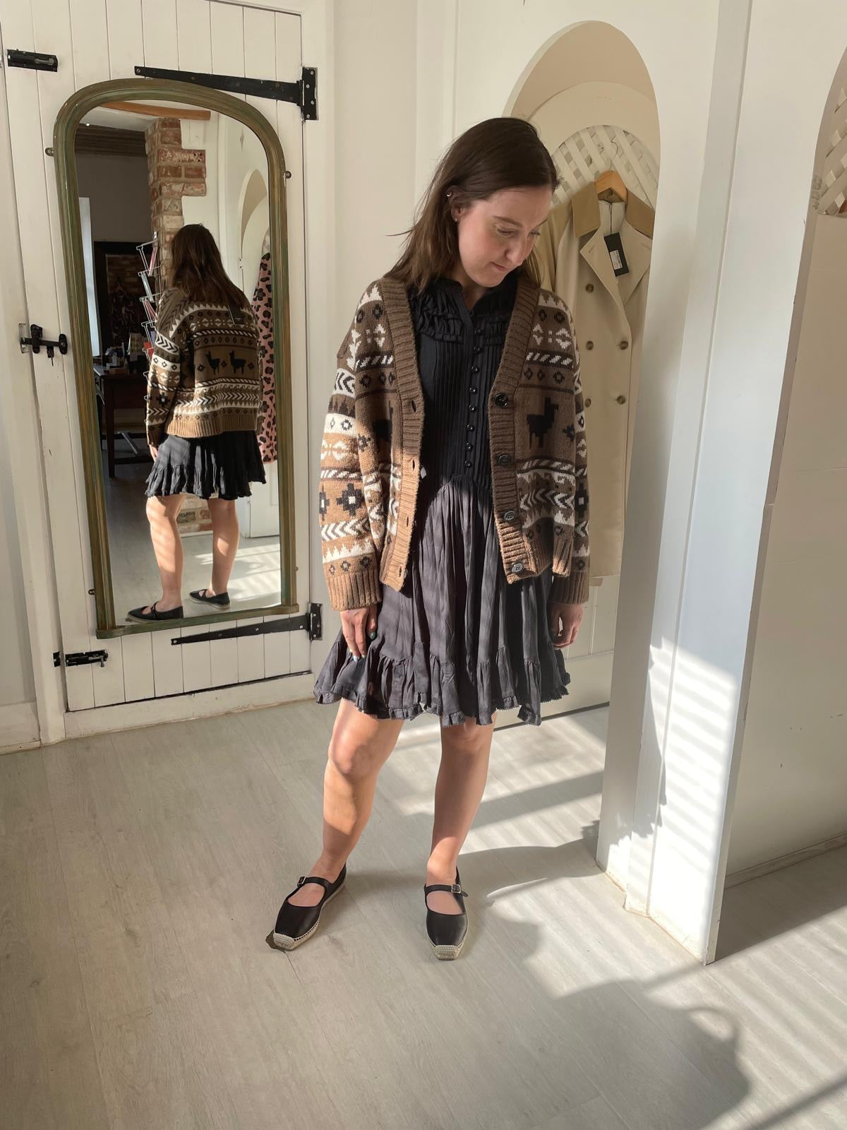 Weekend Max Mara Ovatta Jacquard Cardi in Camel