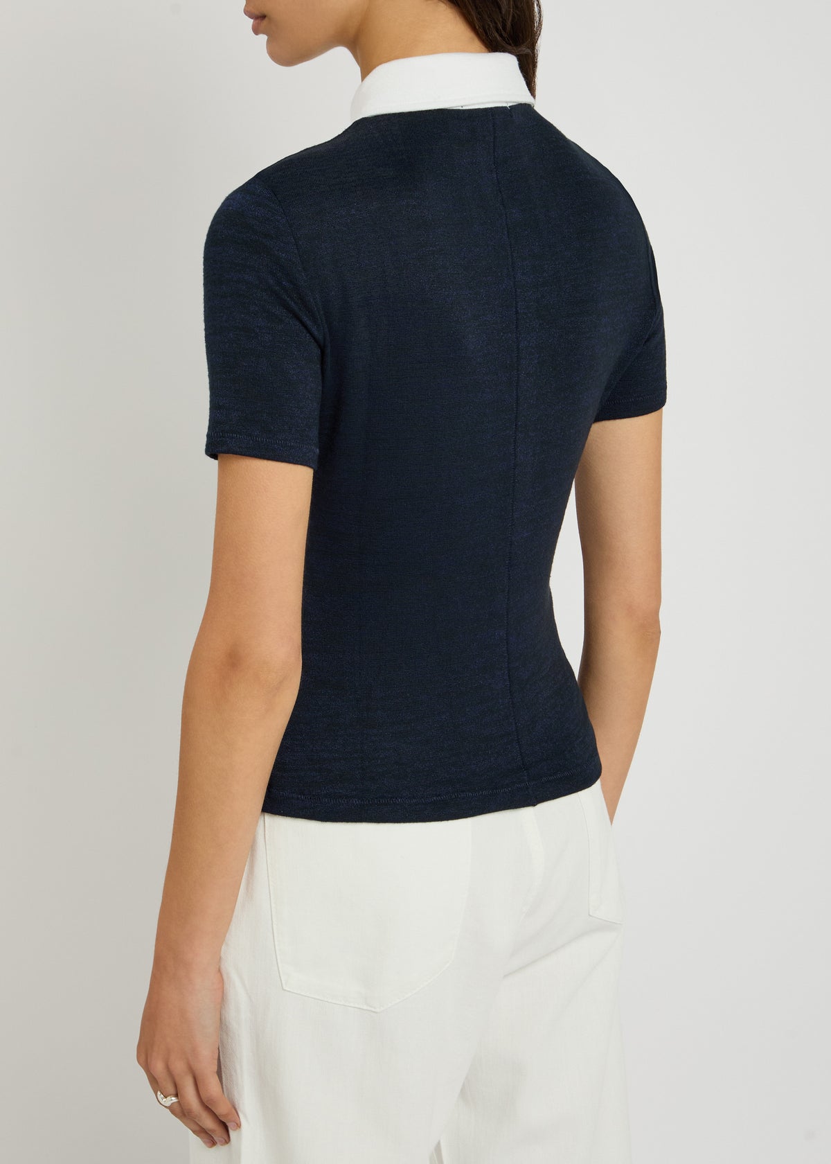 Rag & Bone The Knit Button SS Polo in Navy