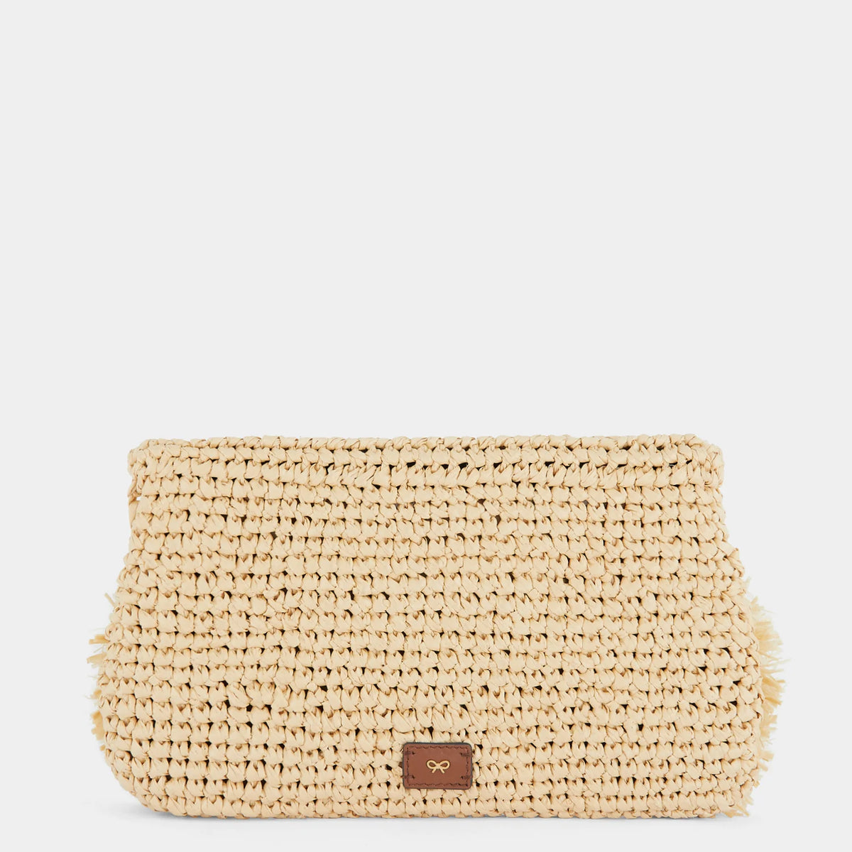 Anya Hindmarch Bow Clutch in Natural Raffia