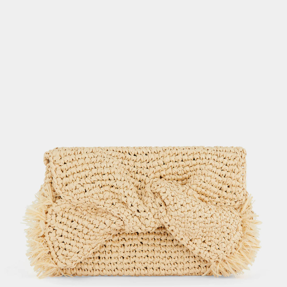 Anya Hindmarch Bow Clutch in Natural Raffia