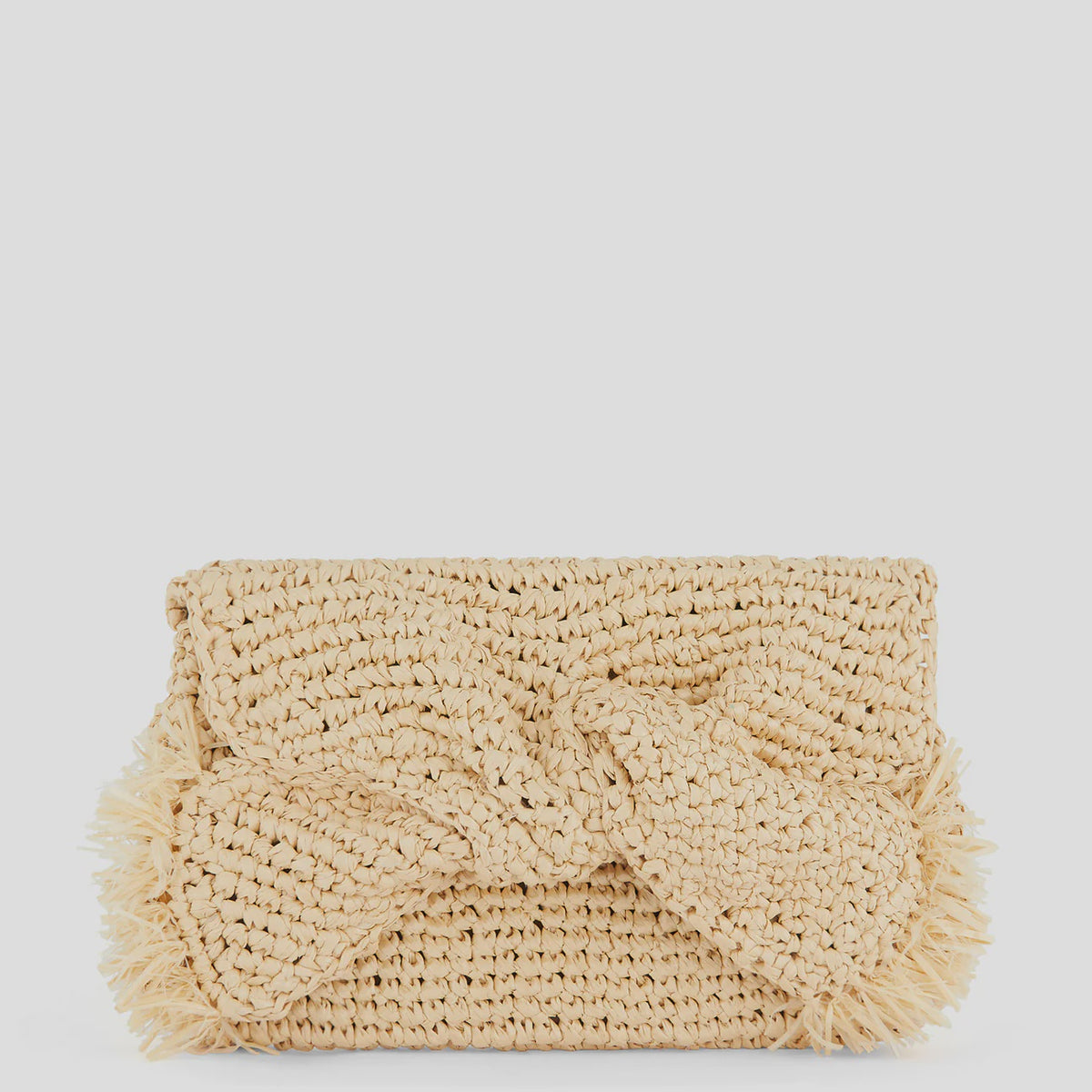 Anya Hindmarch Bow Clutch in Natural Raffia
