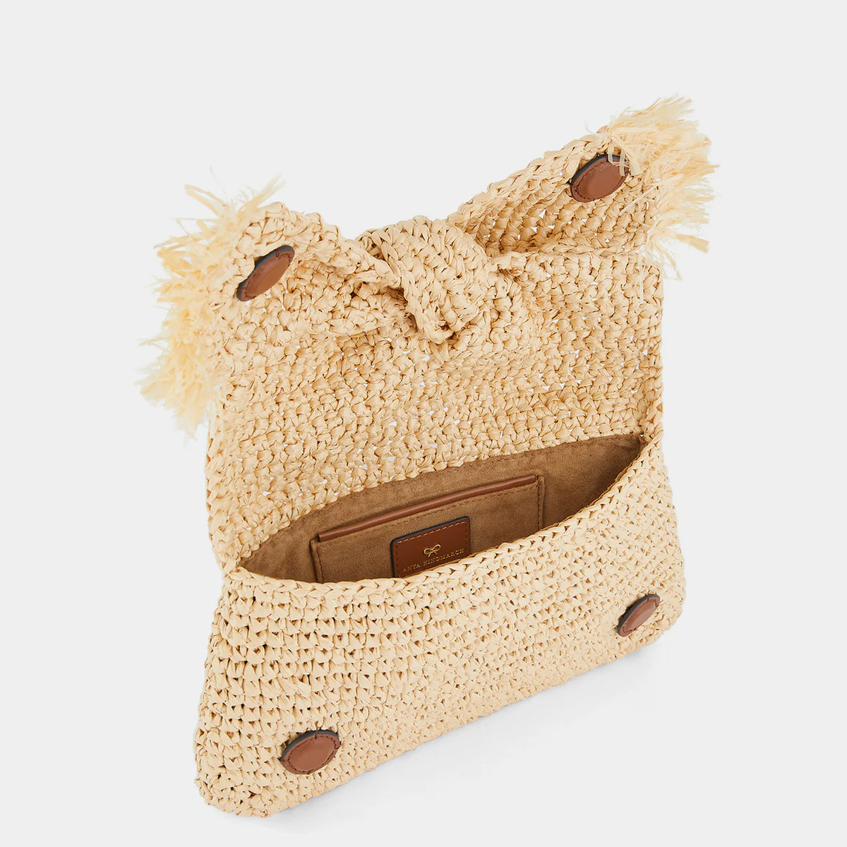 Anya Hindmarch Bow Clutch in Natural Raffia