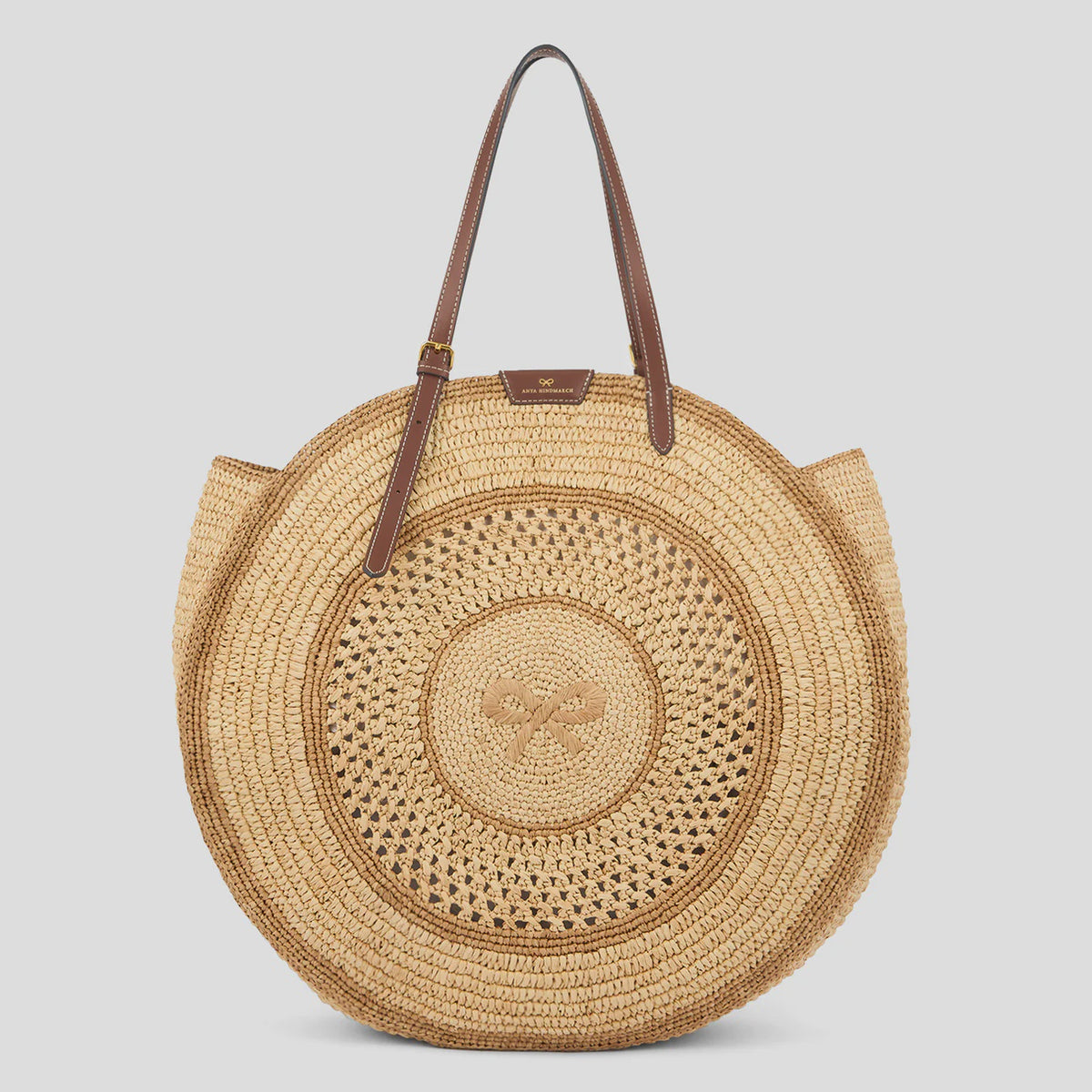 Anya Hindmarch Round Bow Tote in Natural Raffia