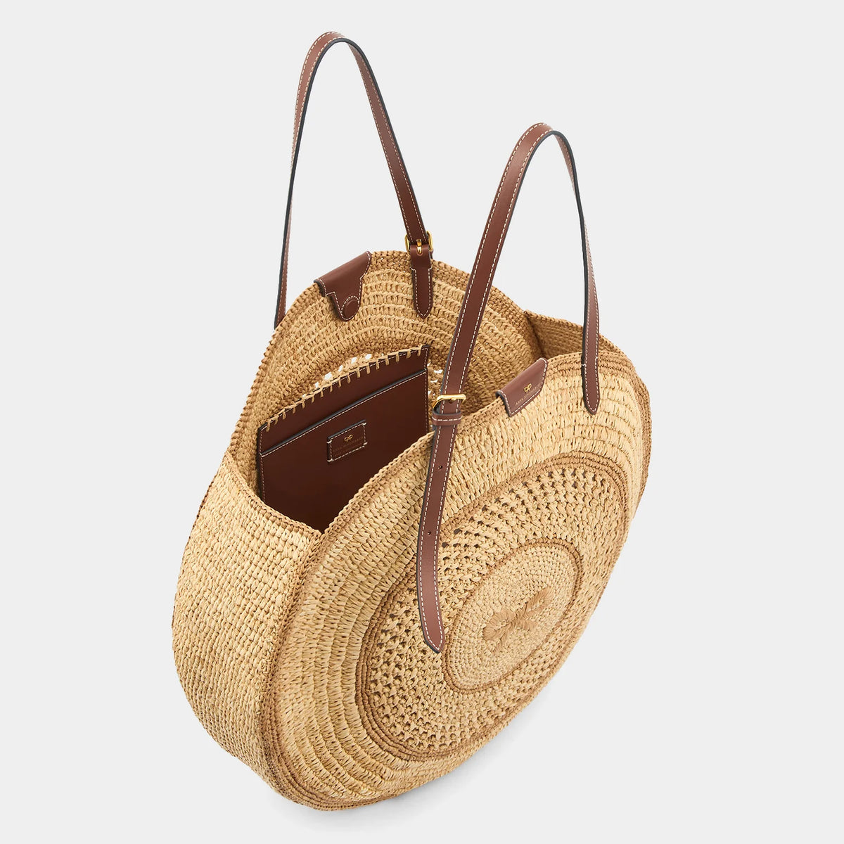 Anya Hindmarch Round Bow Tote in Natural Raffia