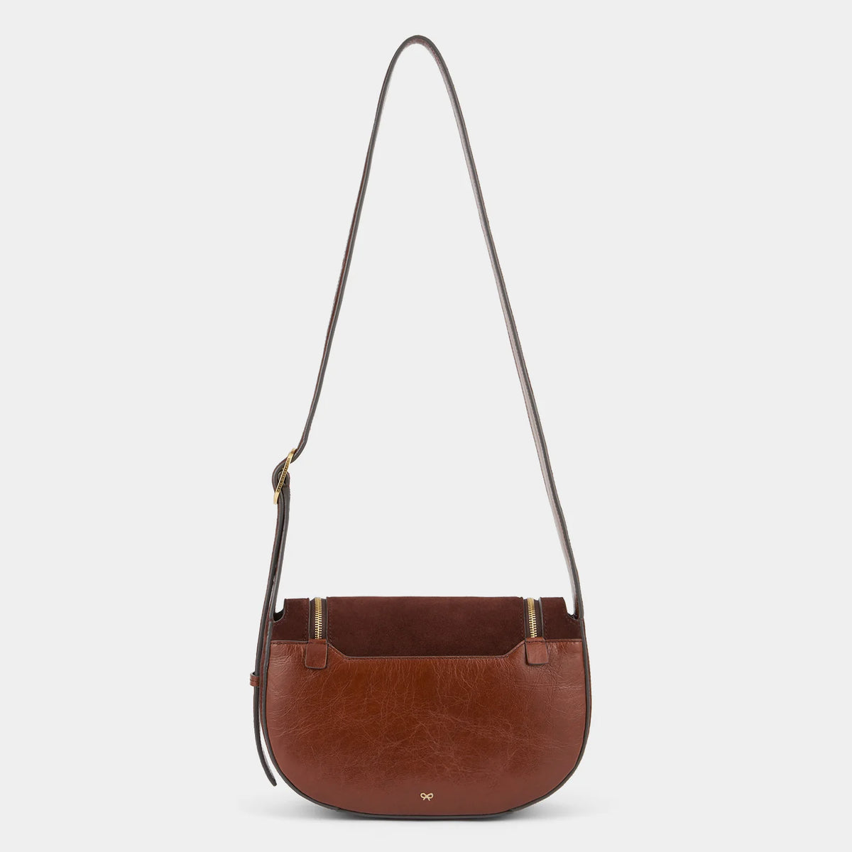 AH Small Vere Crossbody in Dark Cedar Suede, Vintage Calf