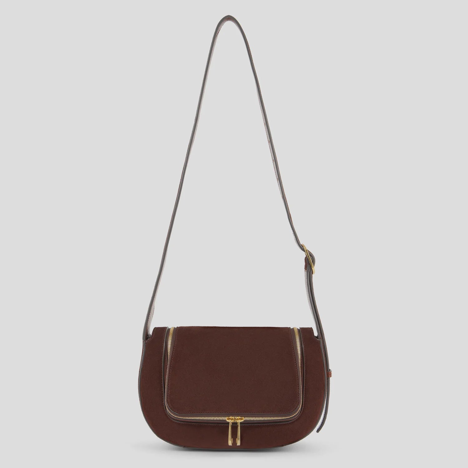 AH Small Vere Crossbody in Dark Cedar Suede, Vintage Calf