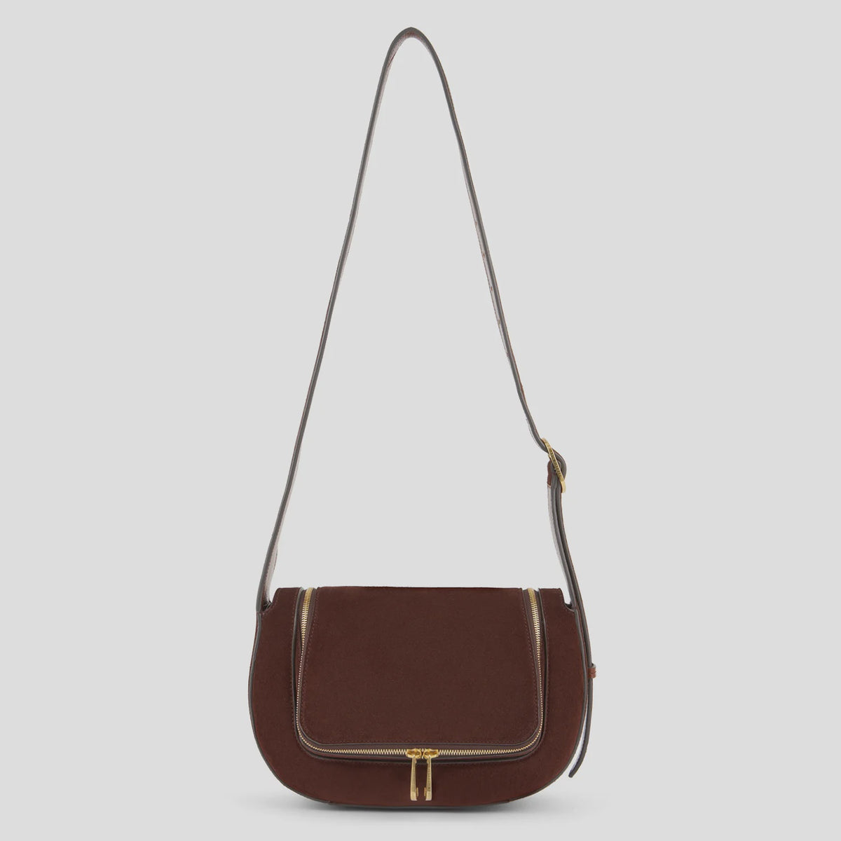 AH Small Vere Crossbody in Dark Cedar Suede, Vintage Calf