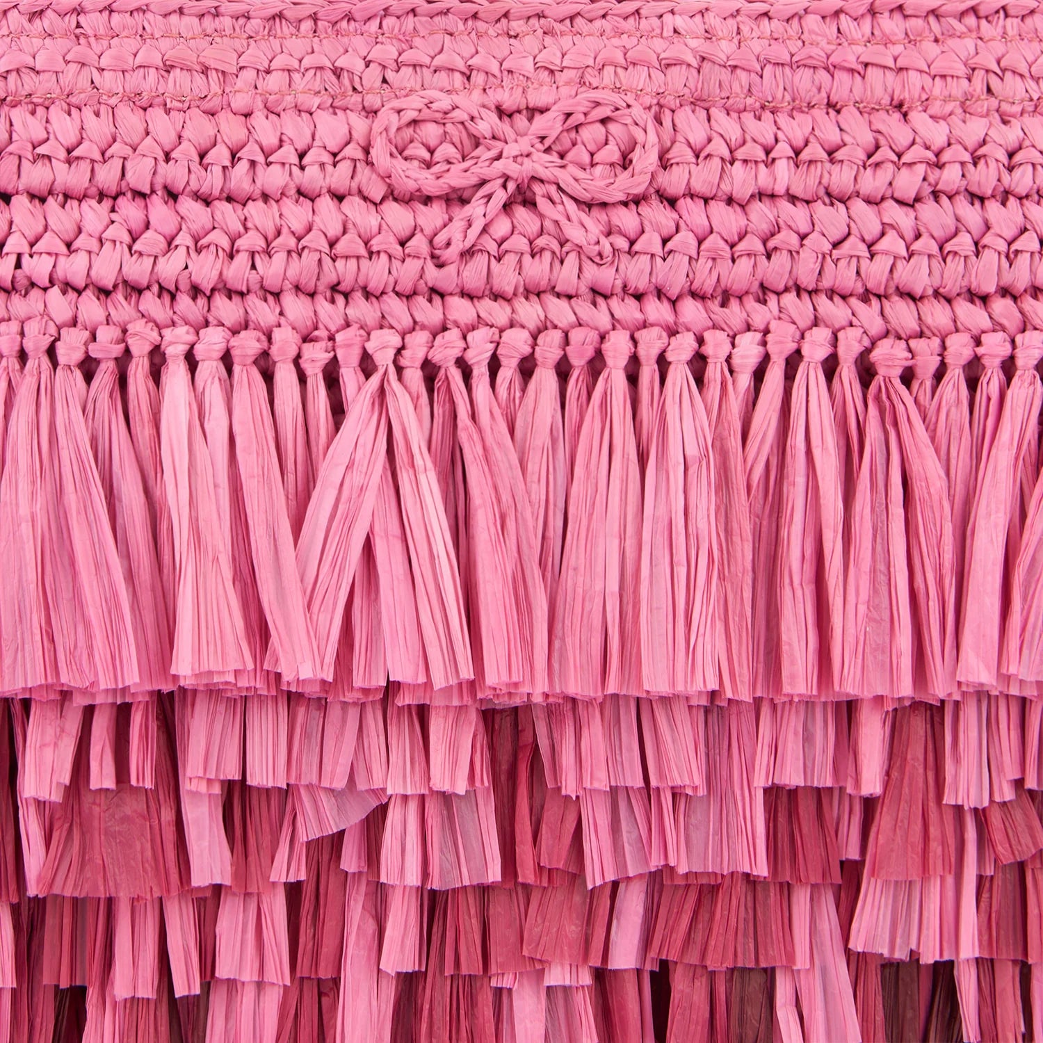 Anya Hindmarch Bow Clutch Shag in Bubblegum Raffia