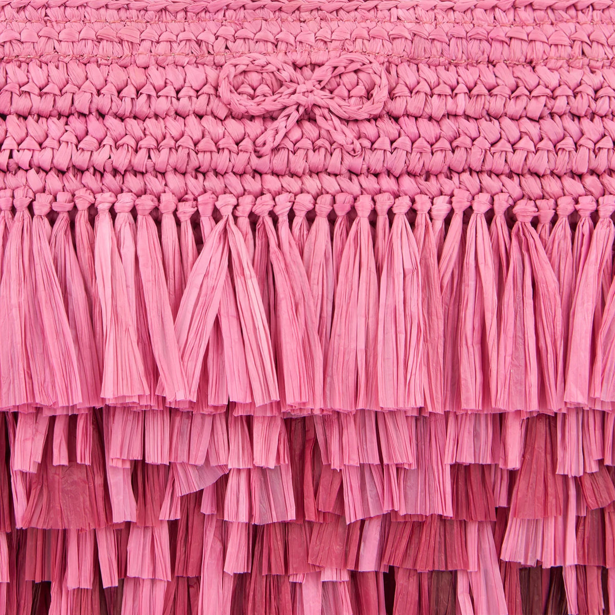 Anya Hindmarch Bow Clutch Shag in Bubblegum Raffia