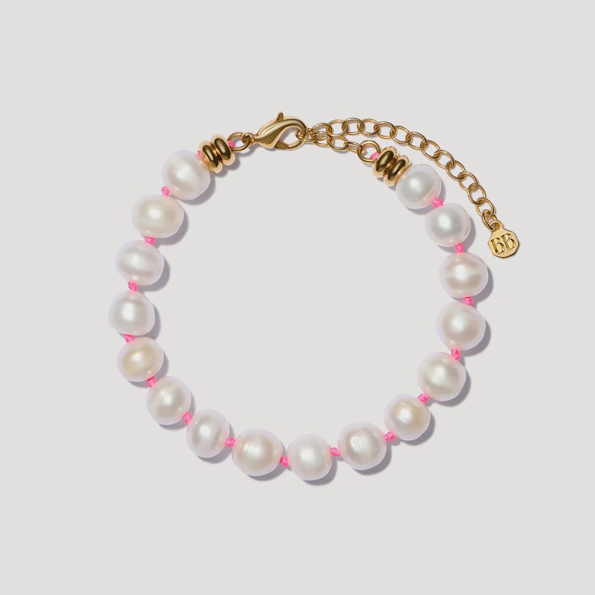 BON BON Fine Freshwater Pearl Bracelet, Neon Pink Thread
