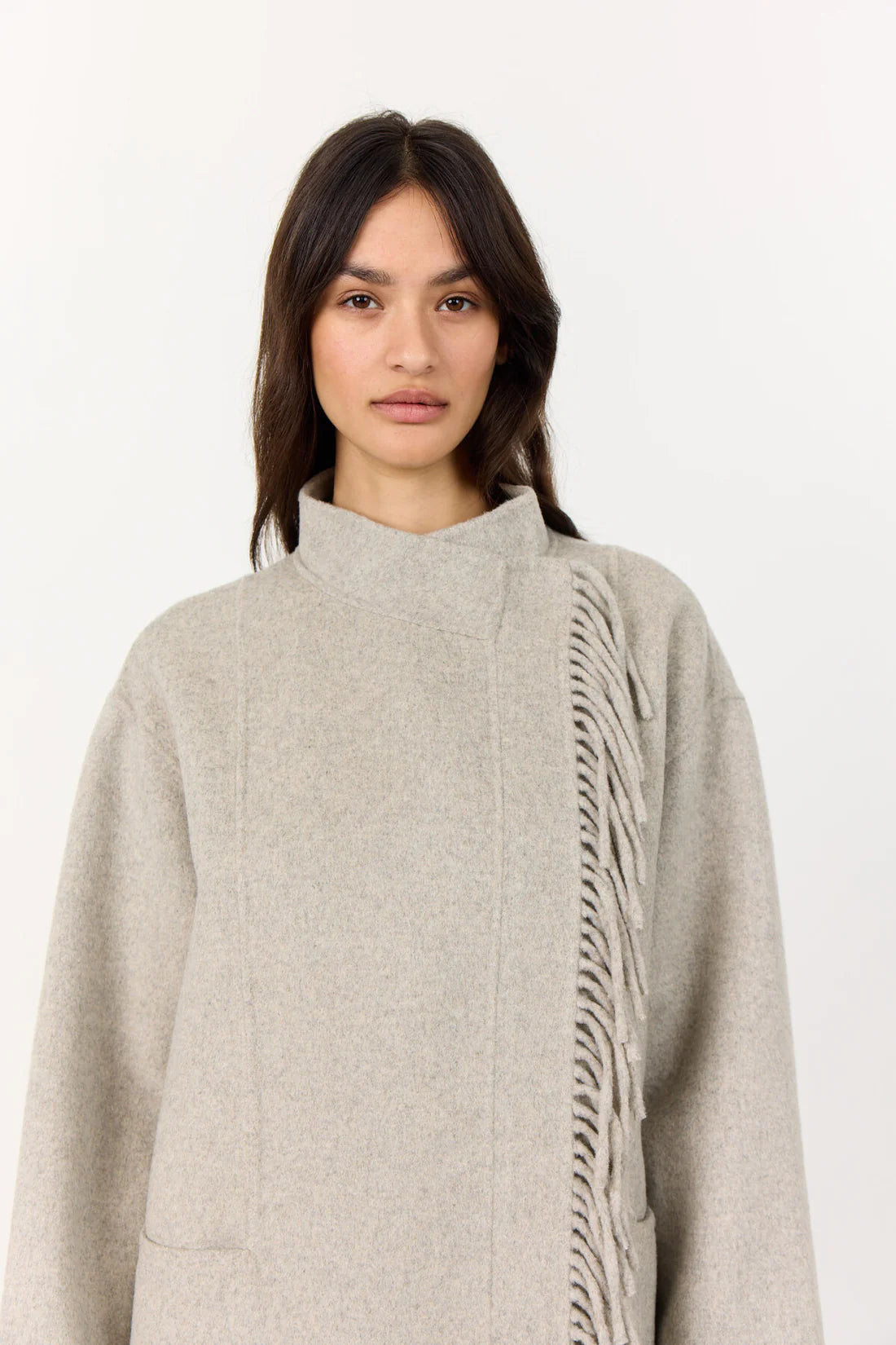 Levete Room Owa 35 Fringe Coat in Silver Grey