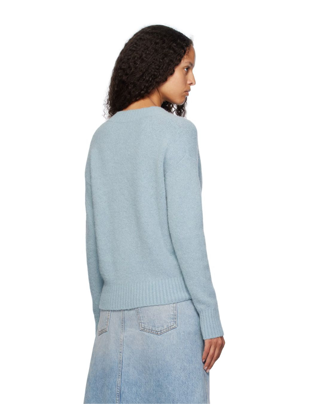 Weekend Max Mara Visita V Neck Knit in Light Blue