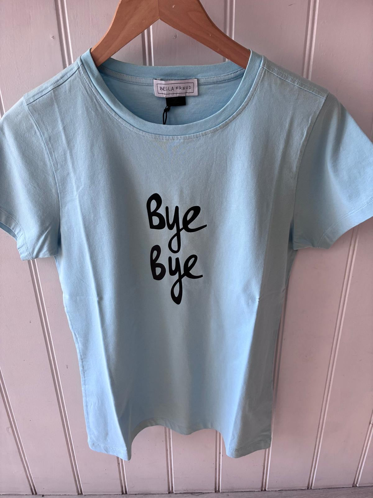 Bella Freud Bye Bye Classic T Shirt in Pale Blue