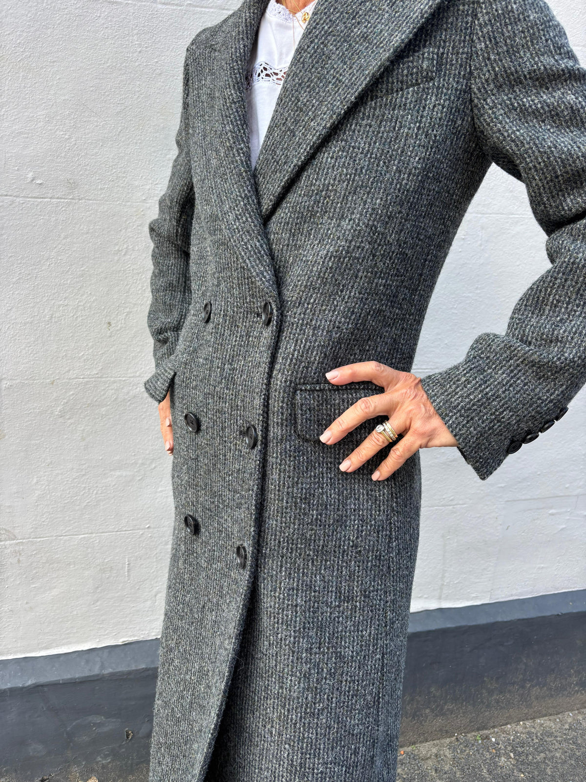 Bella Freud Bianca Coat in Microcheck Tweed