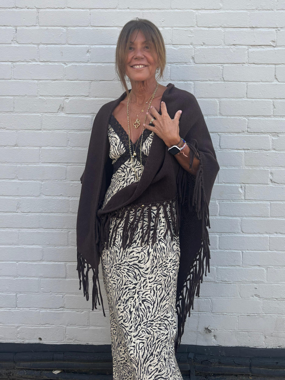 Weekend Max Mara Tornado Fringe Scarf in Chocolate