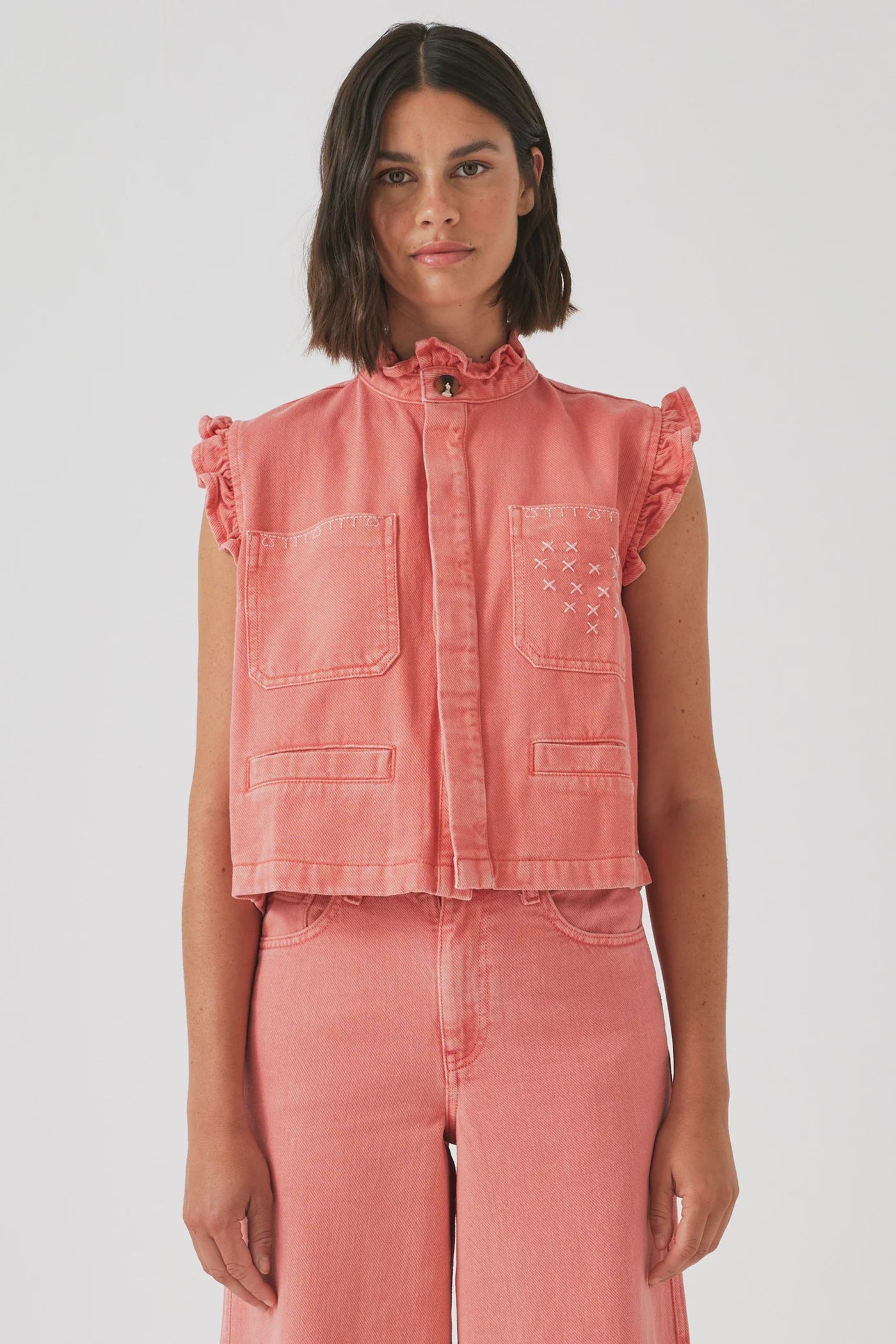 S&M Dear Pablo Waistcoat in Mineral Red