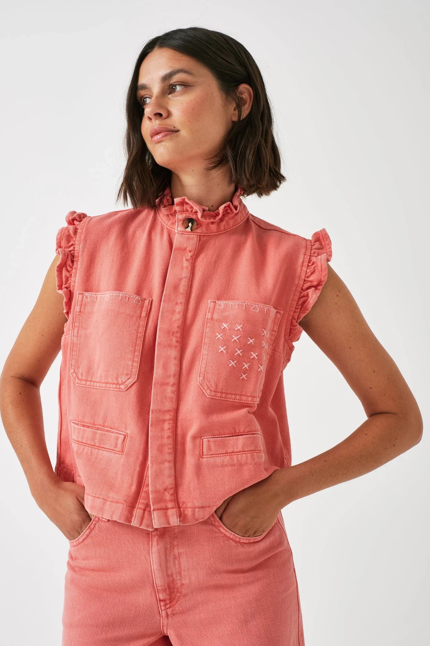 S&M Dear Pablo Waistcoat in Mineral Red