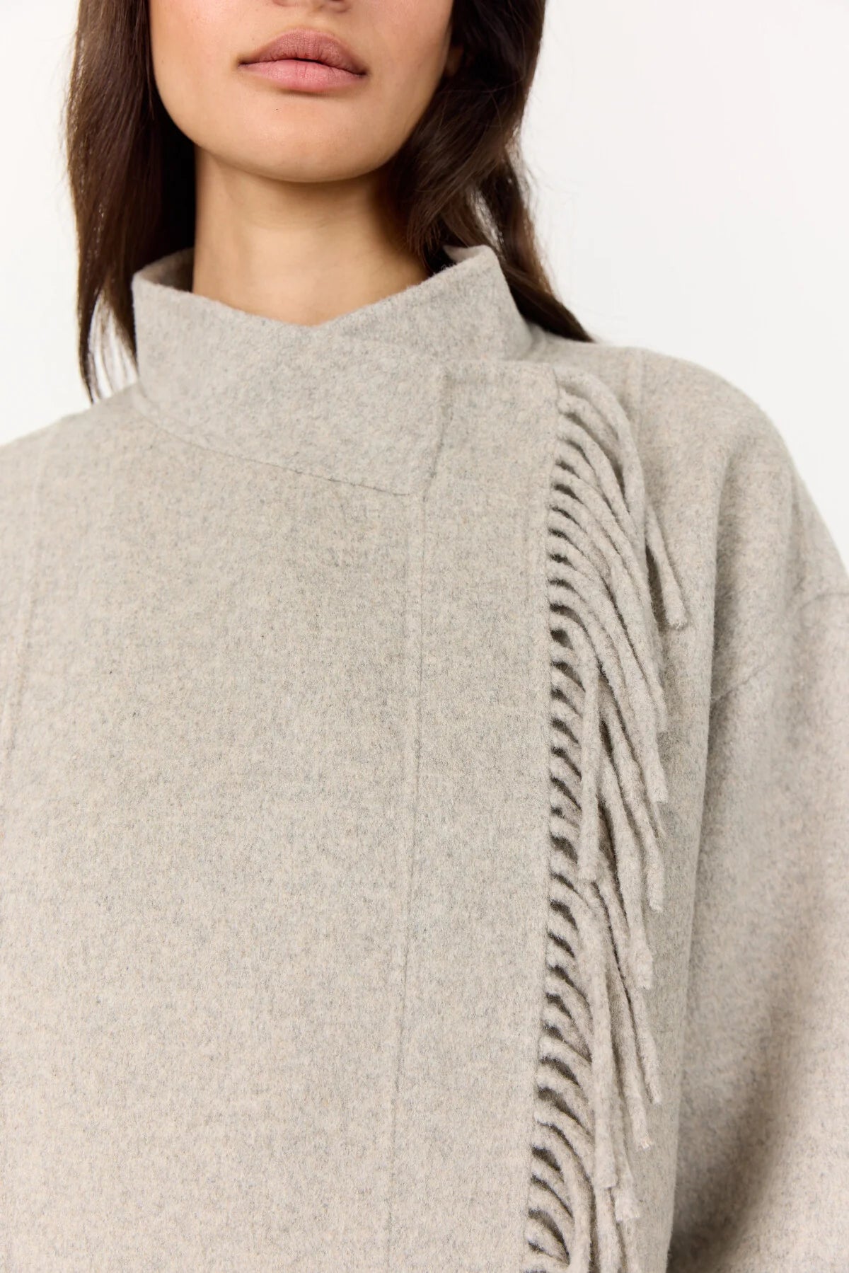 Levete Room Owa 35 Fringe Coat in Silver Grey