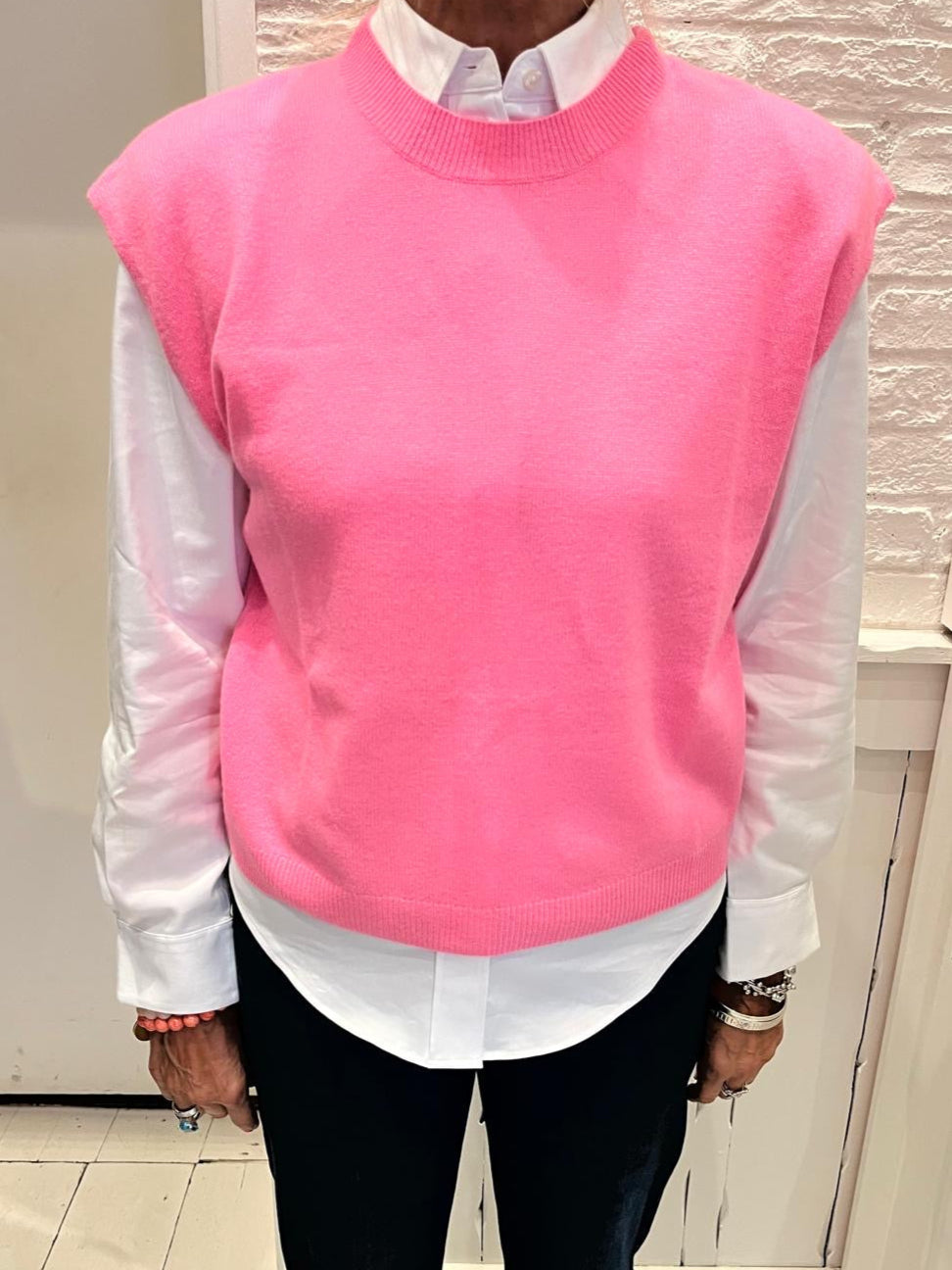 Colorush Lucca Crew Neck Tank in Cosmo