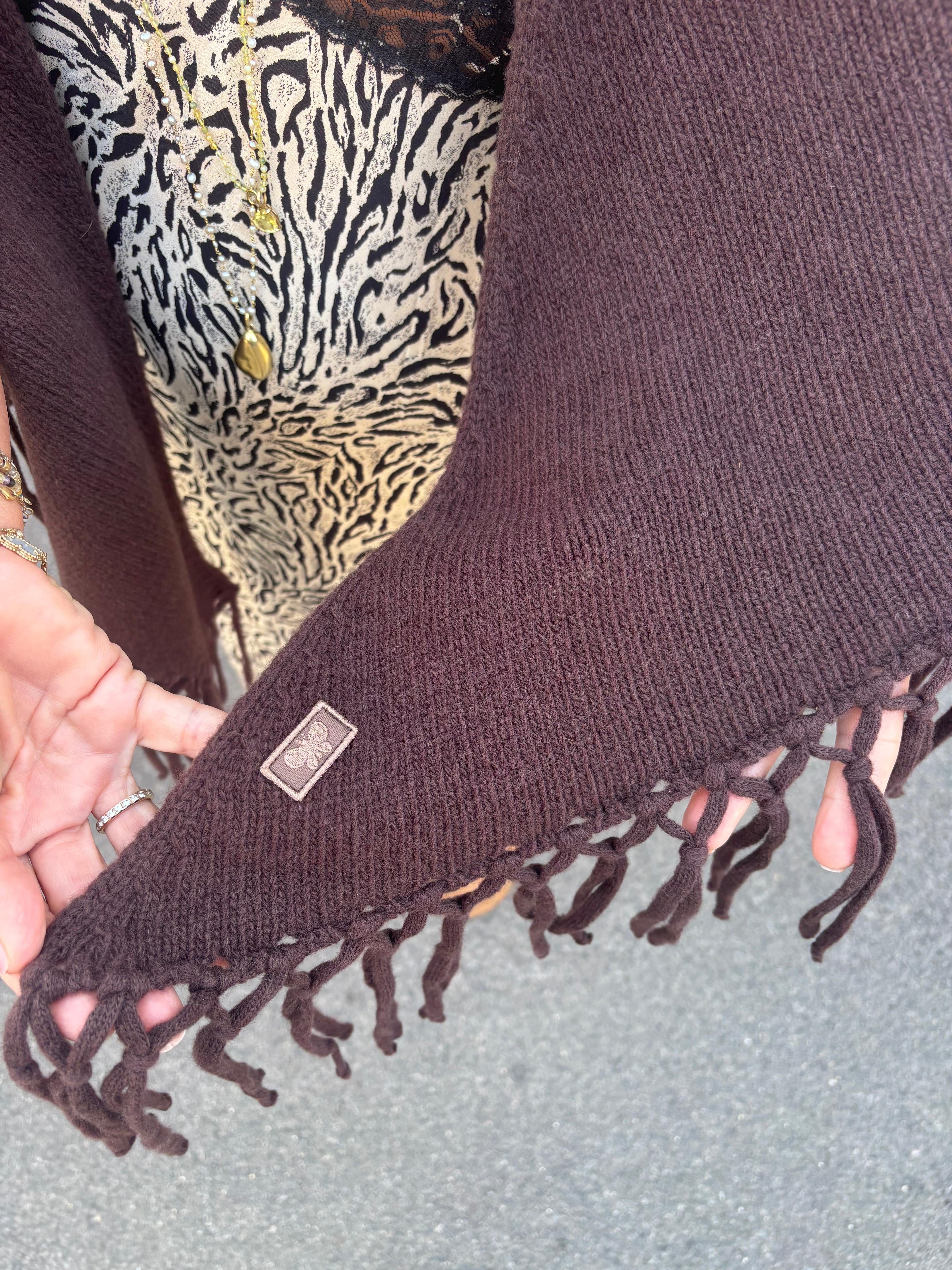 Weekend Max Mara Tornado Fringe Scarf in Chocolate