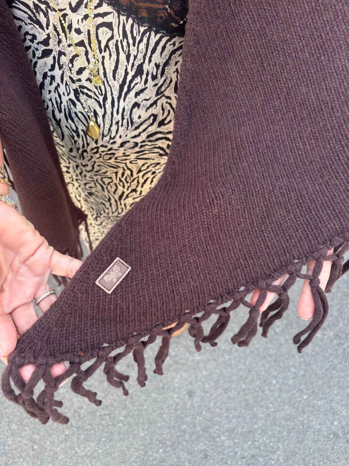 Weekend Max Mara Tornado Fringe Scarf in Chocolate