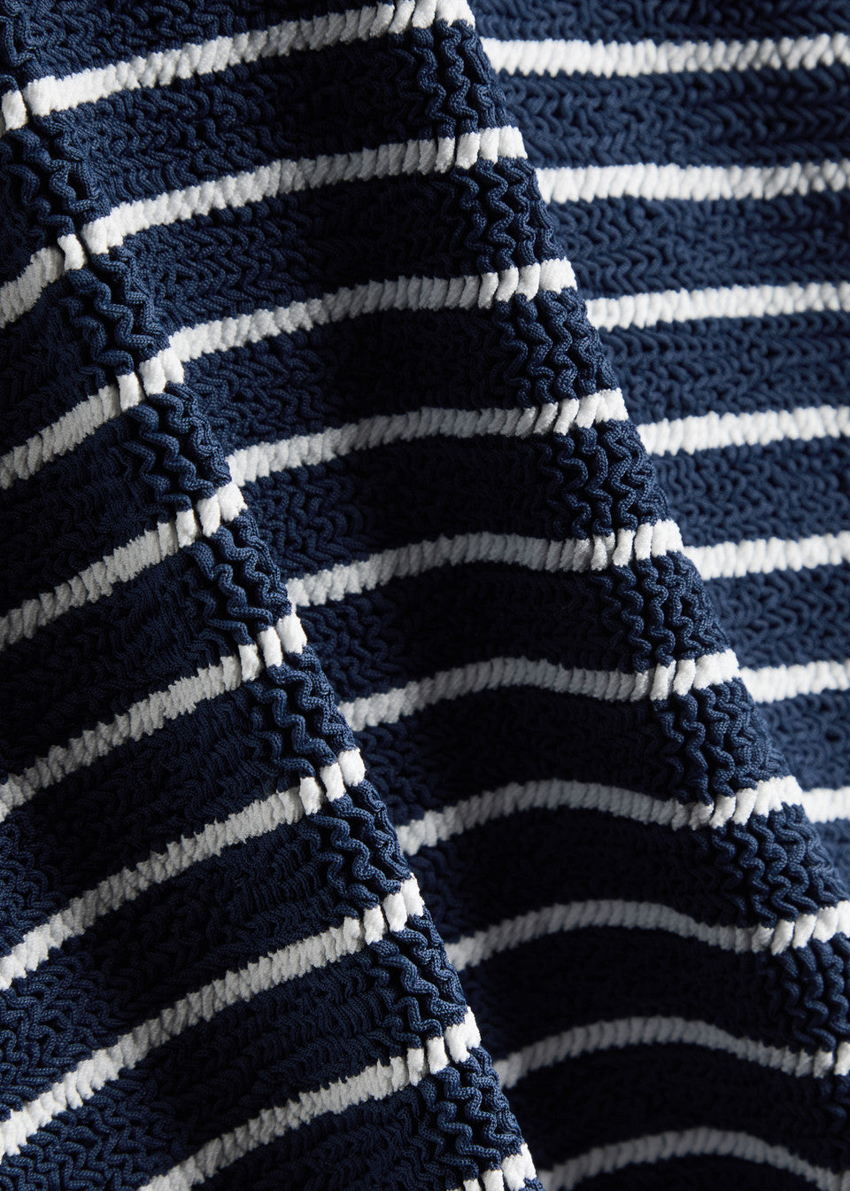 HUNZA G Square Neck Swim in Navy Stripe