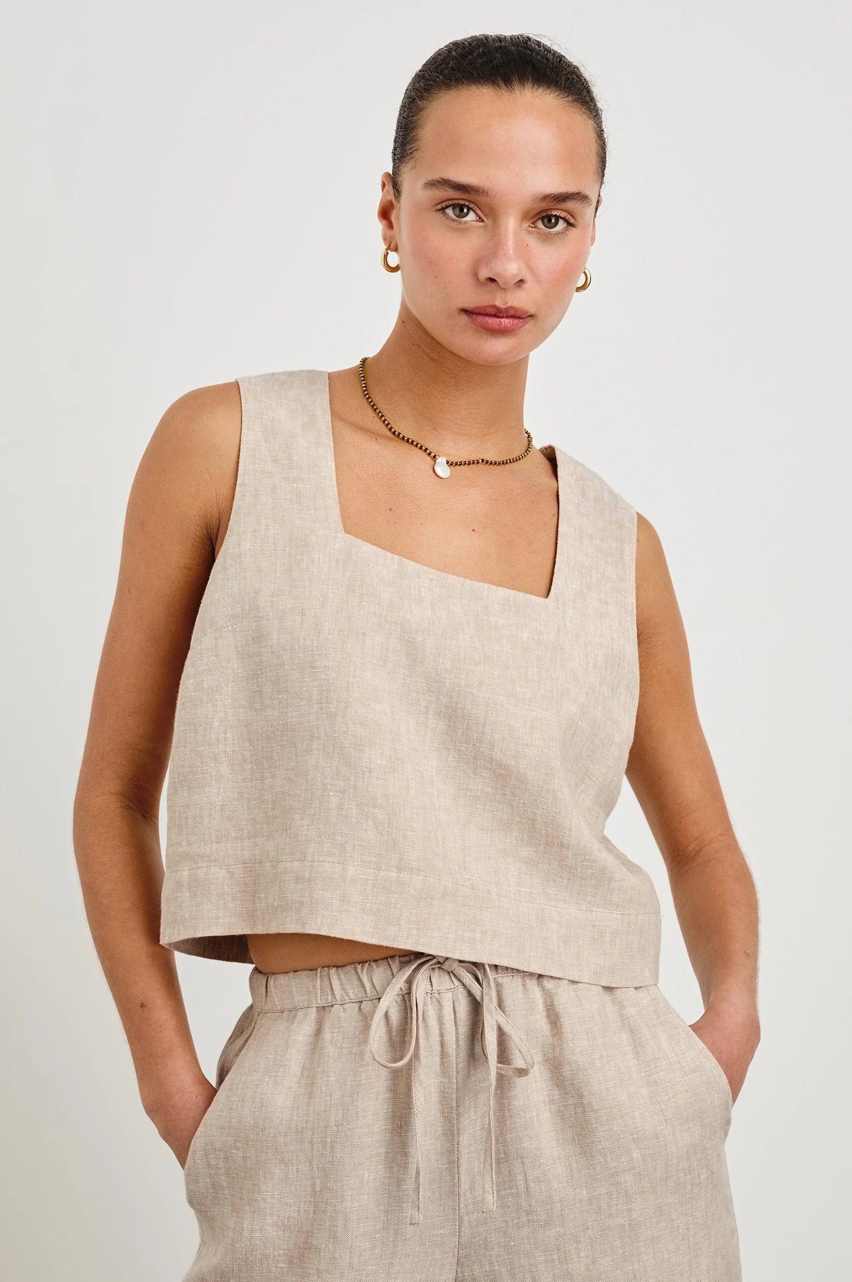 RAILS Akira Top in Heathered Flax