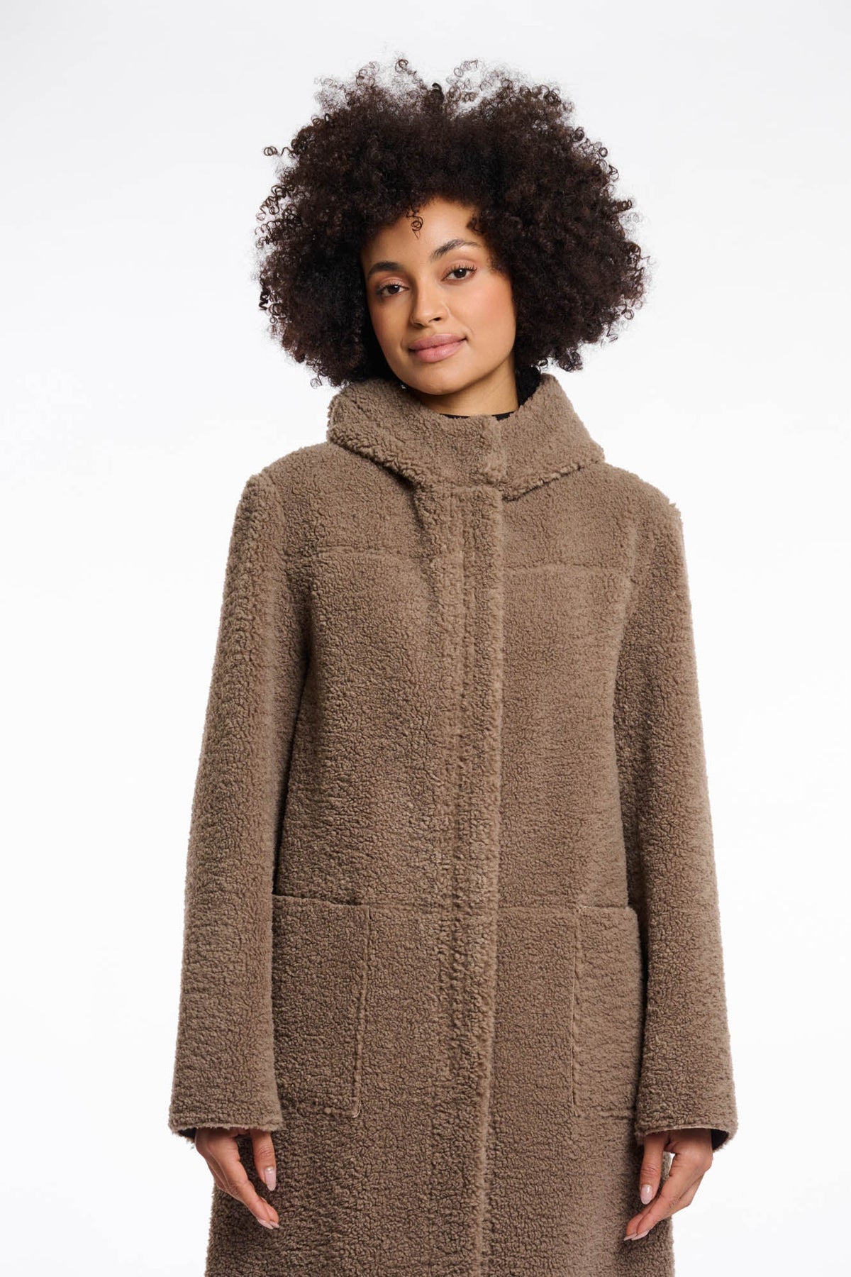 Rino & Pelle Alina Reversible Hooded Coat in Toffee