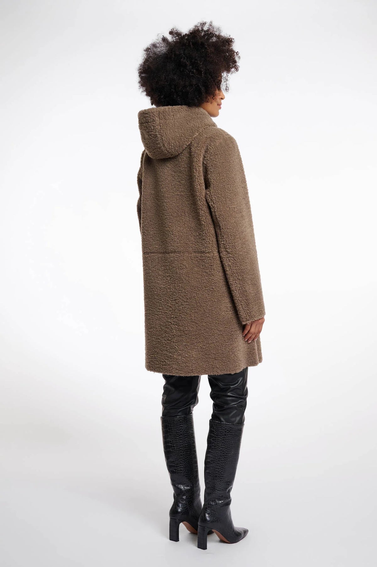 Rino & Pelle Alina Reversible Hooded Coat in Toffee
