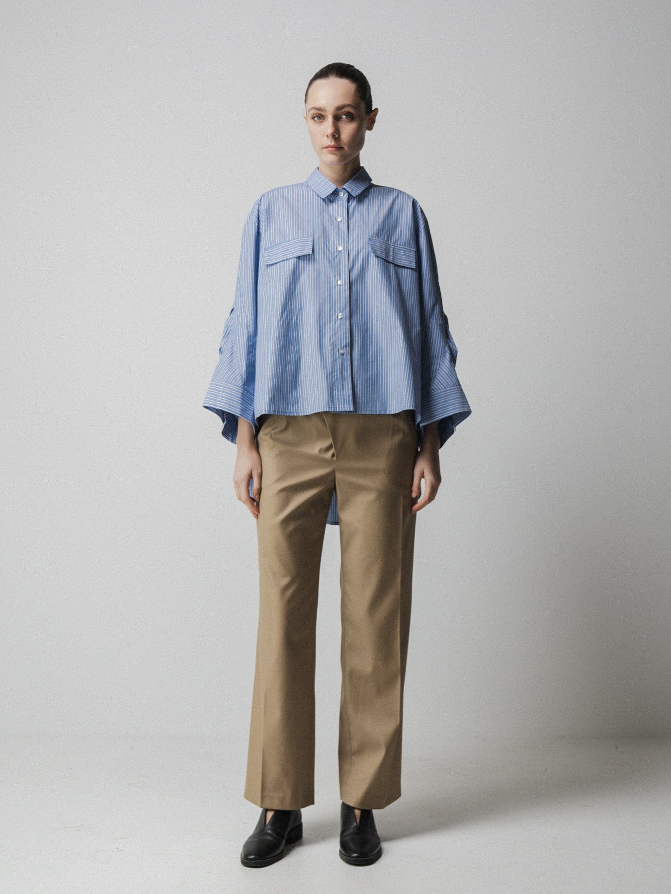 Emin + Paul Pintuck Sleeve Shirt in Stripe