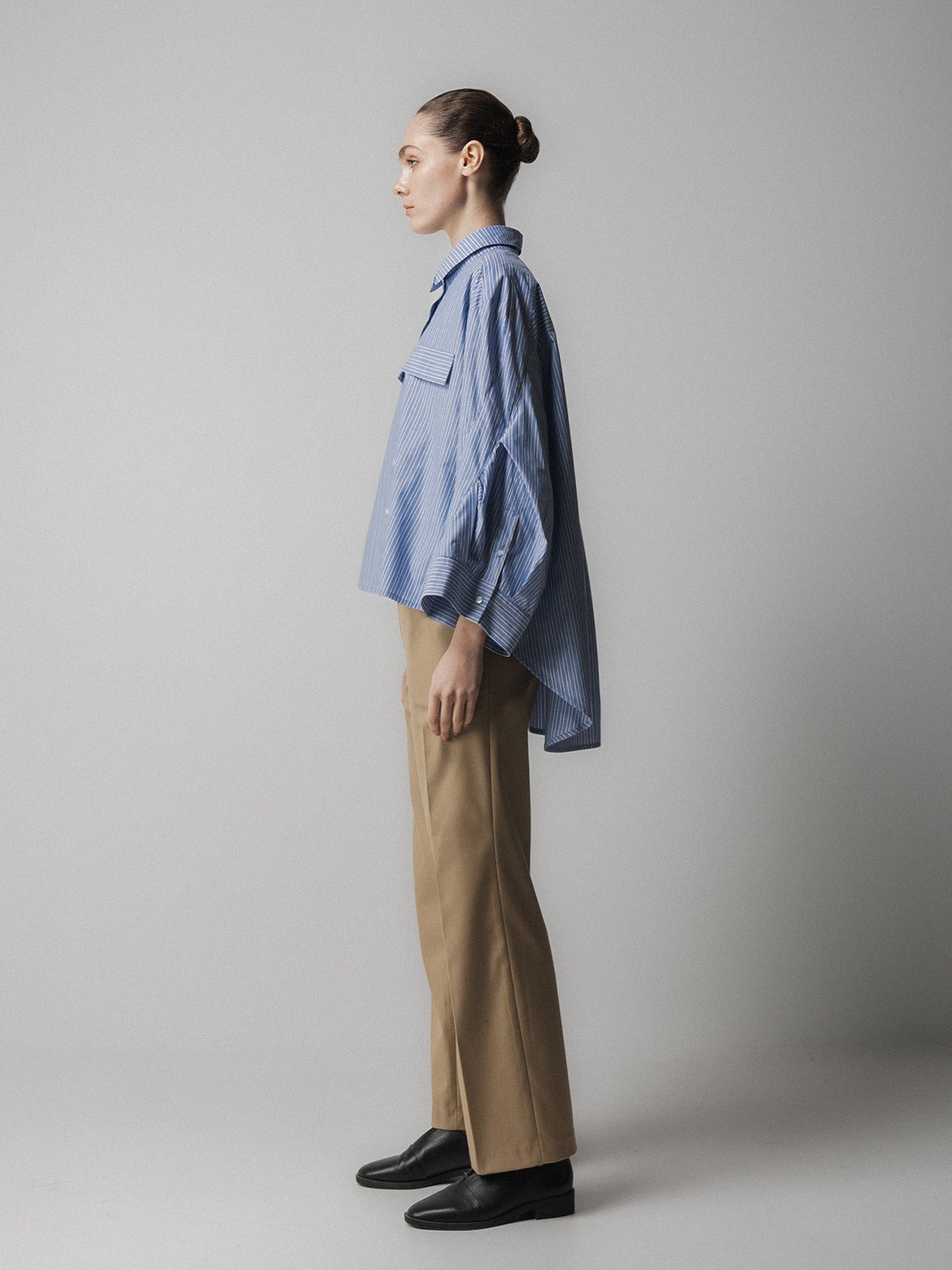 Emin + Paul Pintuck Sleeve Shirt in Stripe