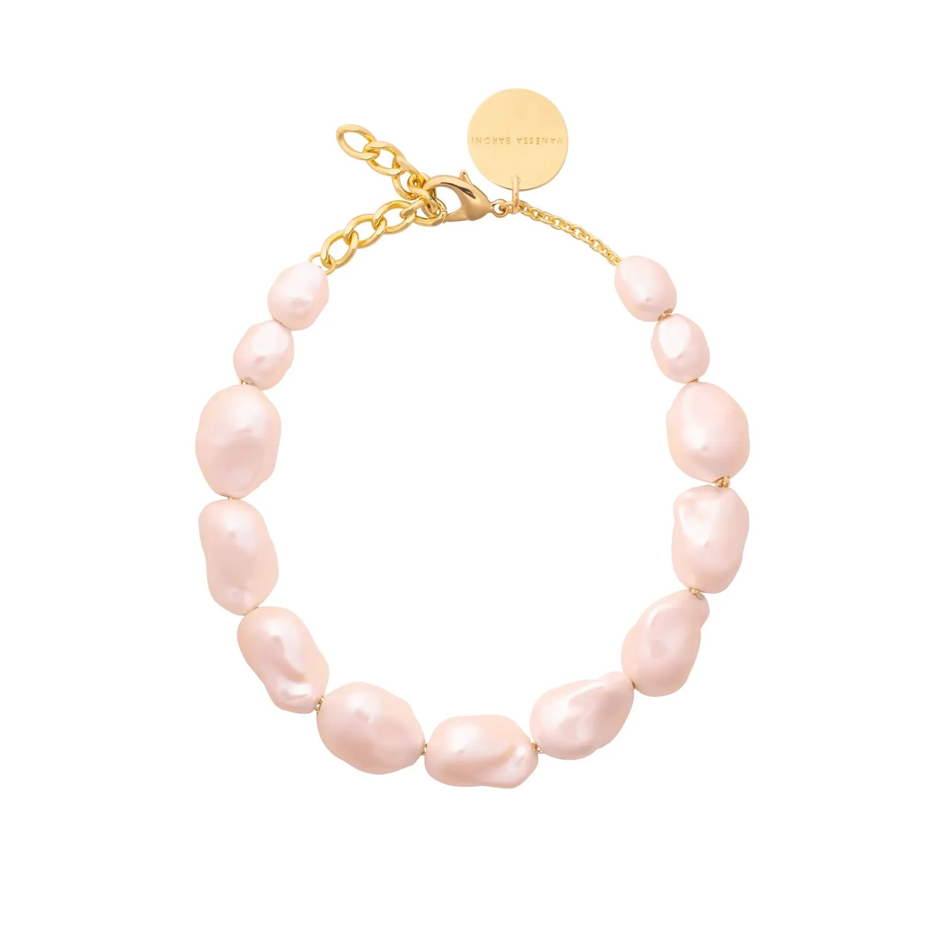 Vanessa Baroni Big Organic Pearl Necklace in Apricot