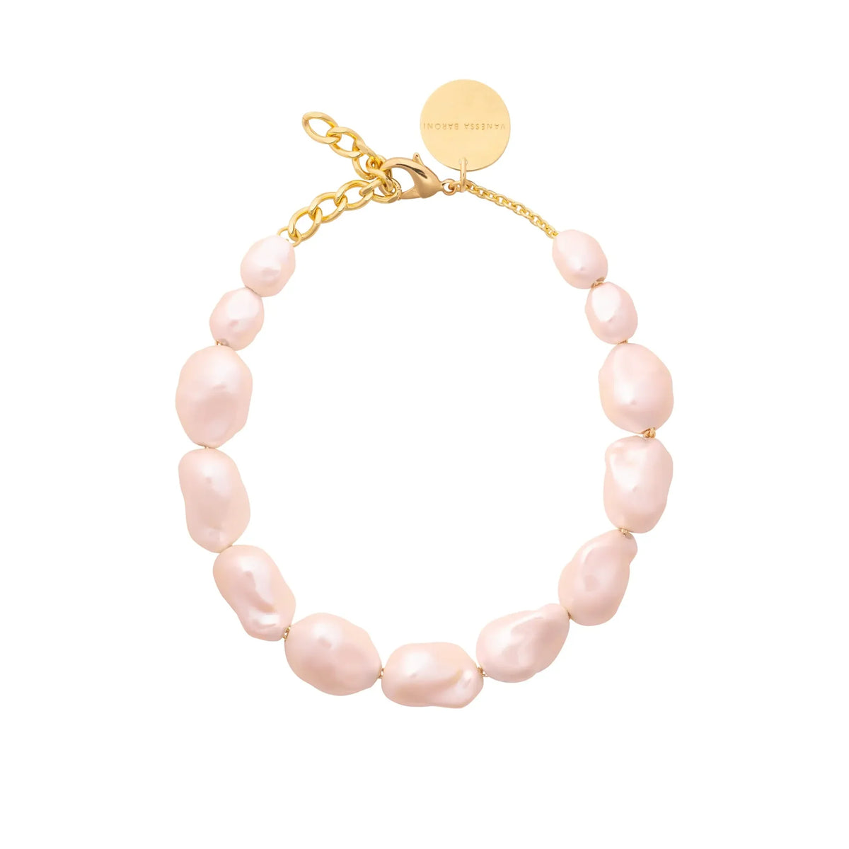 Vanessa Baroni Big Organic Pearl Necklace in Apricot