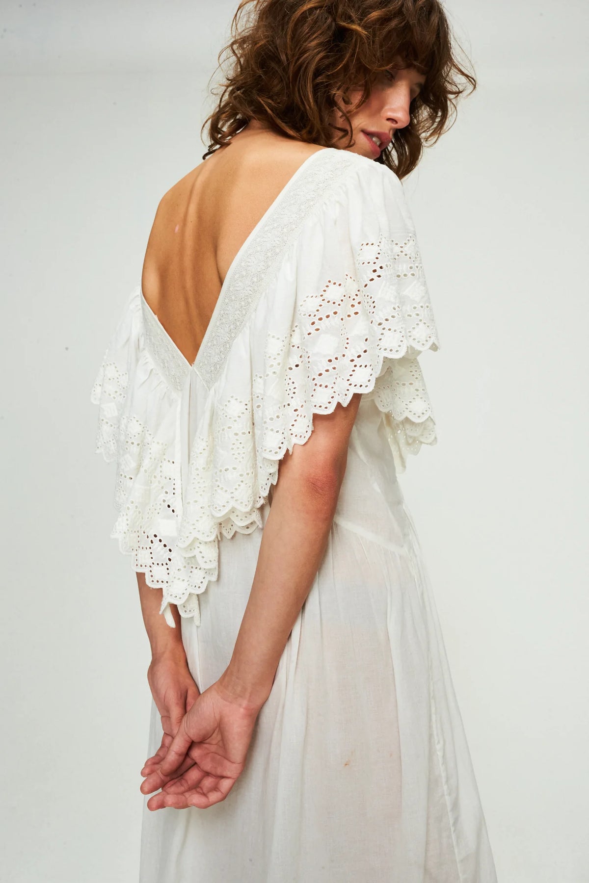 FAUNE Camelia Cotton Voile Dress in Vintage White