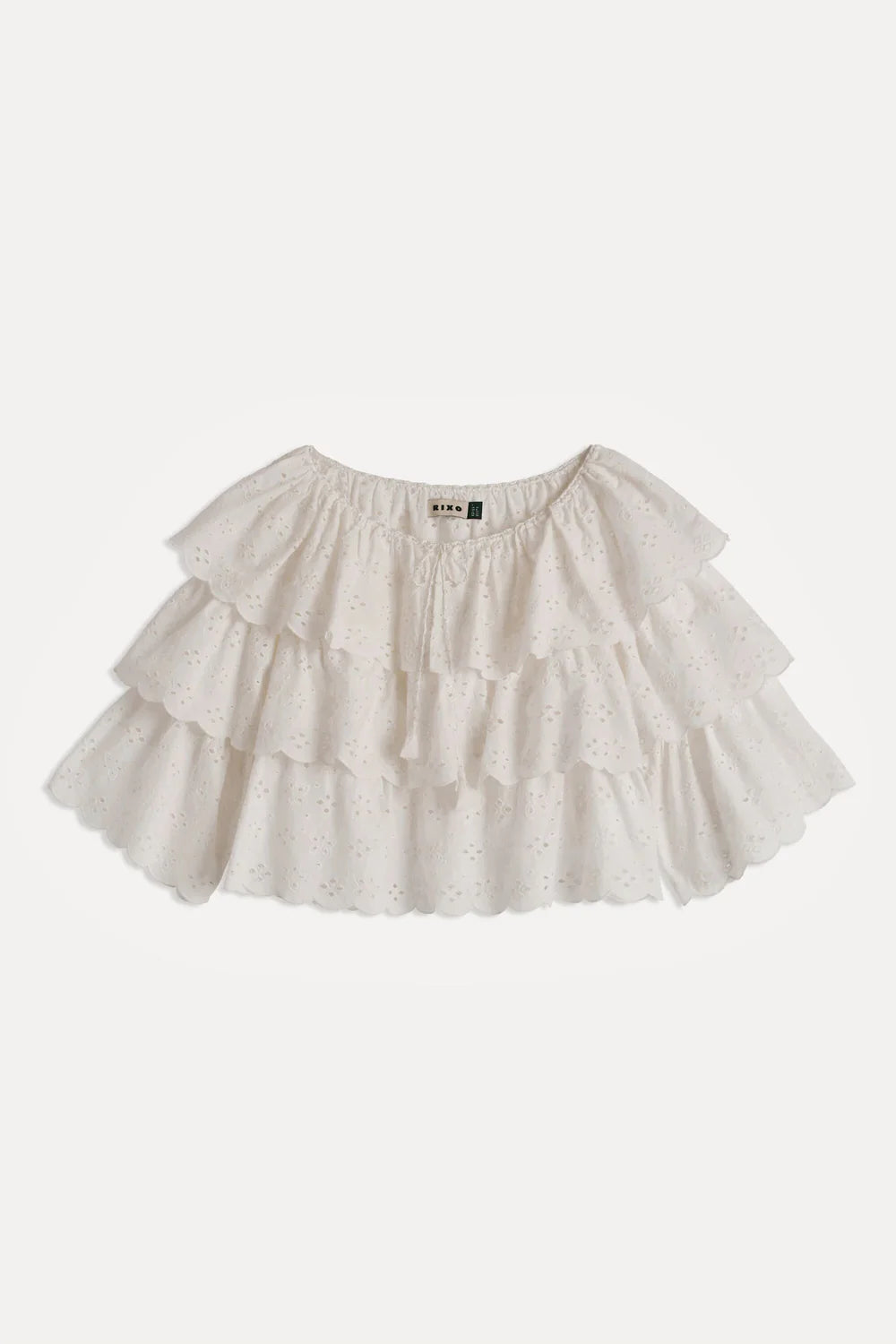 RIXO Caserta Top in Ivory