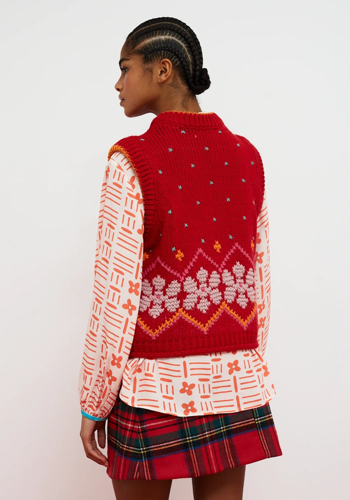Dr. Bloom Jumpy Knit Vest in Red