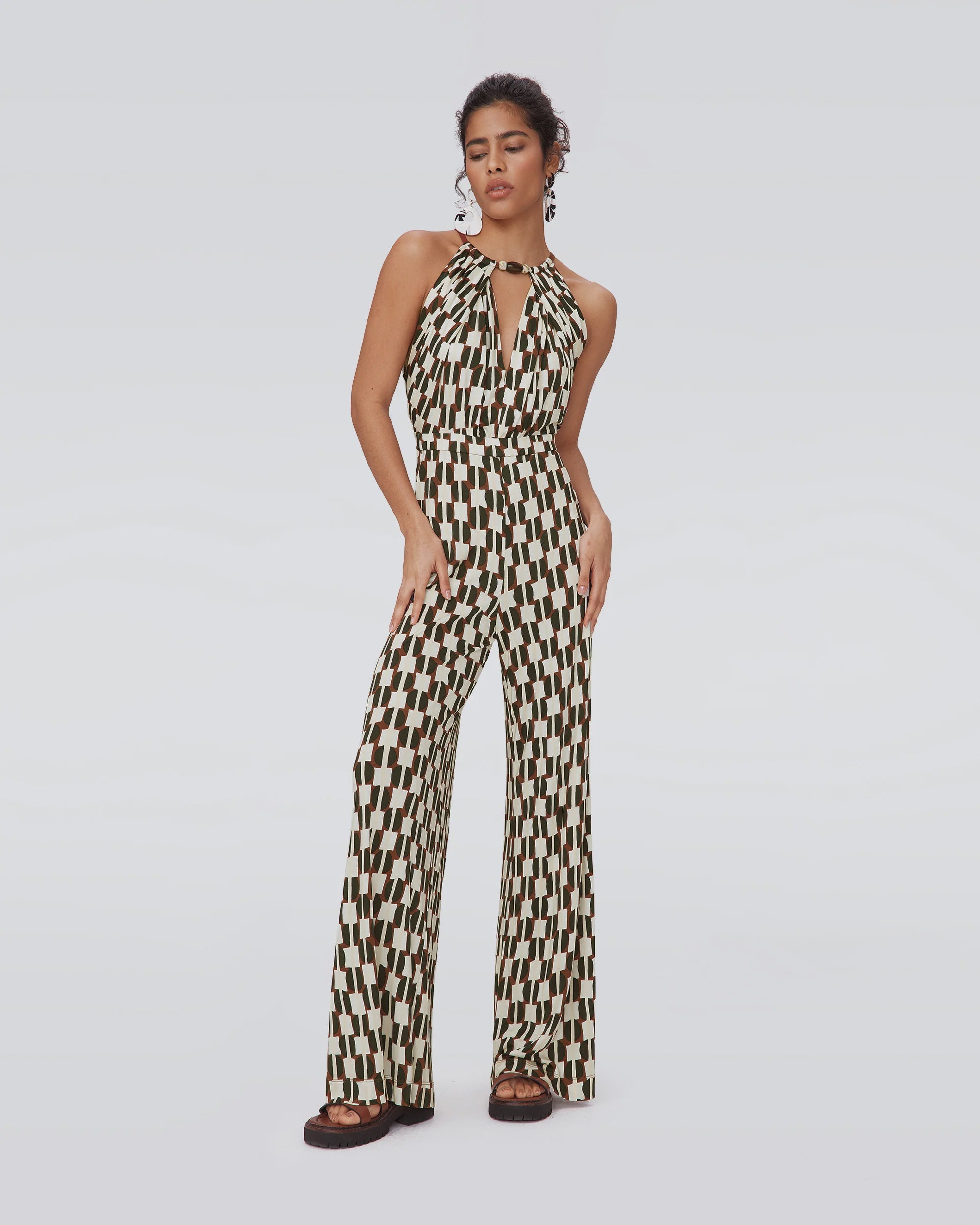 DVF Tai Jumpsuit in Maypole Black