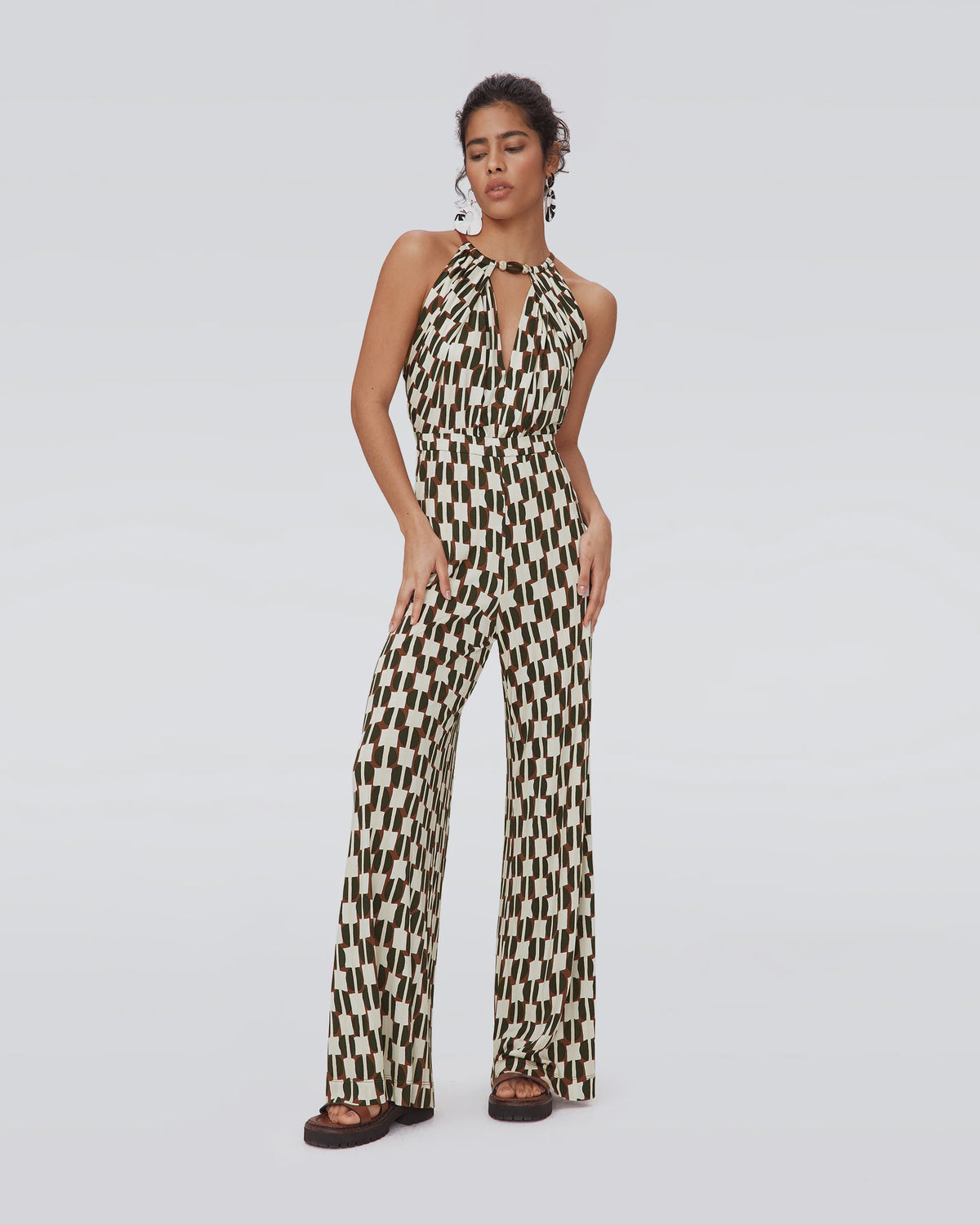 DVF Tai Jumpsuit in Maypole Black