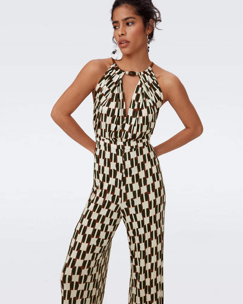 DVF Tai Jumpsuit in Maypole Black