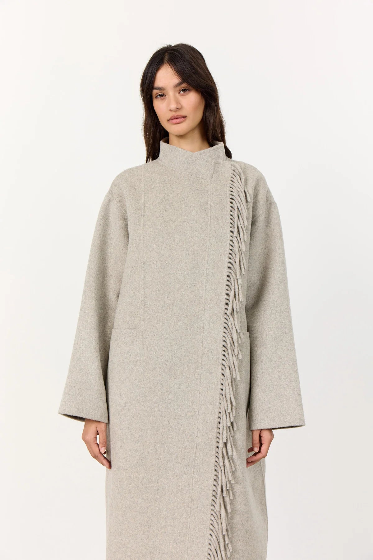 Levete Room Owa 35 Fringe Coat in Silver Grey