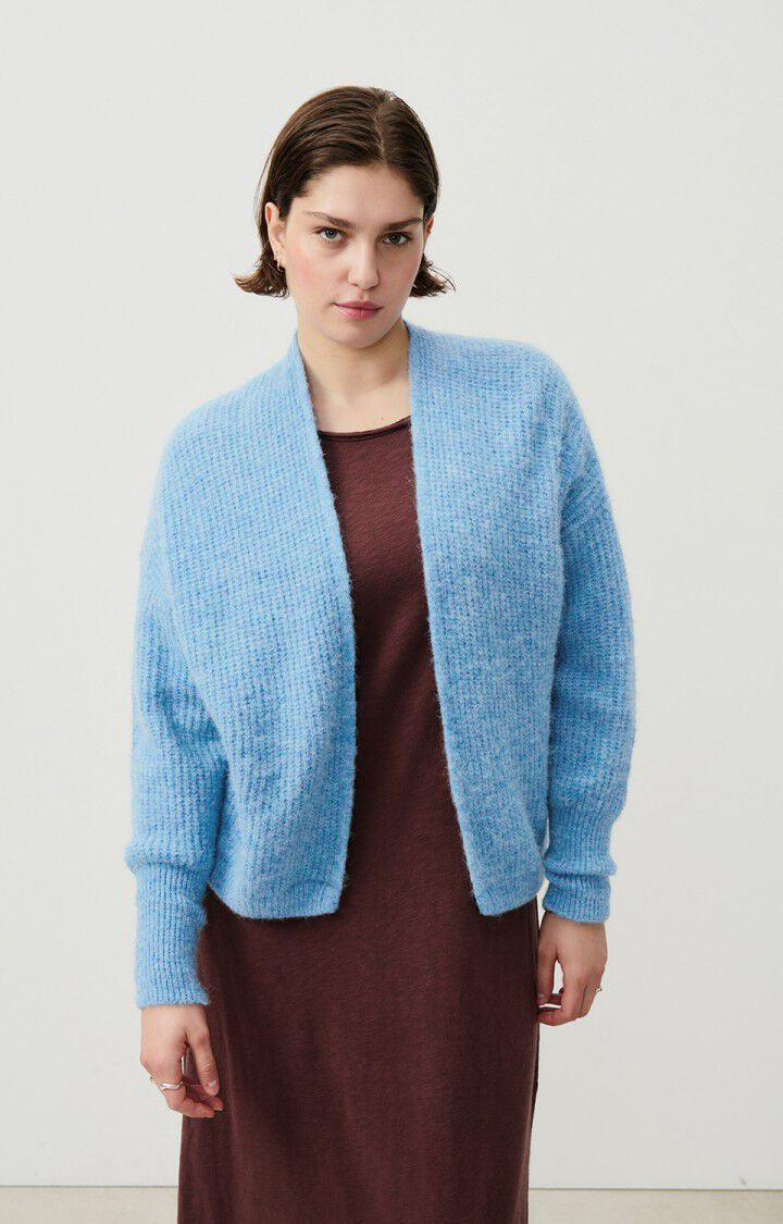 American Vintage East 19 Open Cardi in Celeste Chine