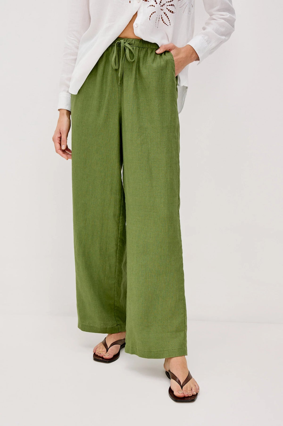 RAILS Emmie Linen Trousers in Dill
