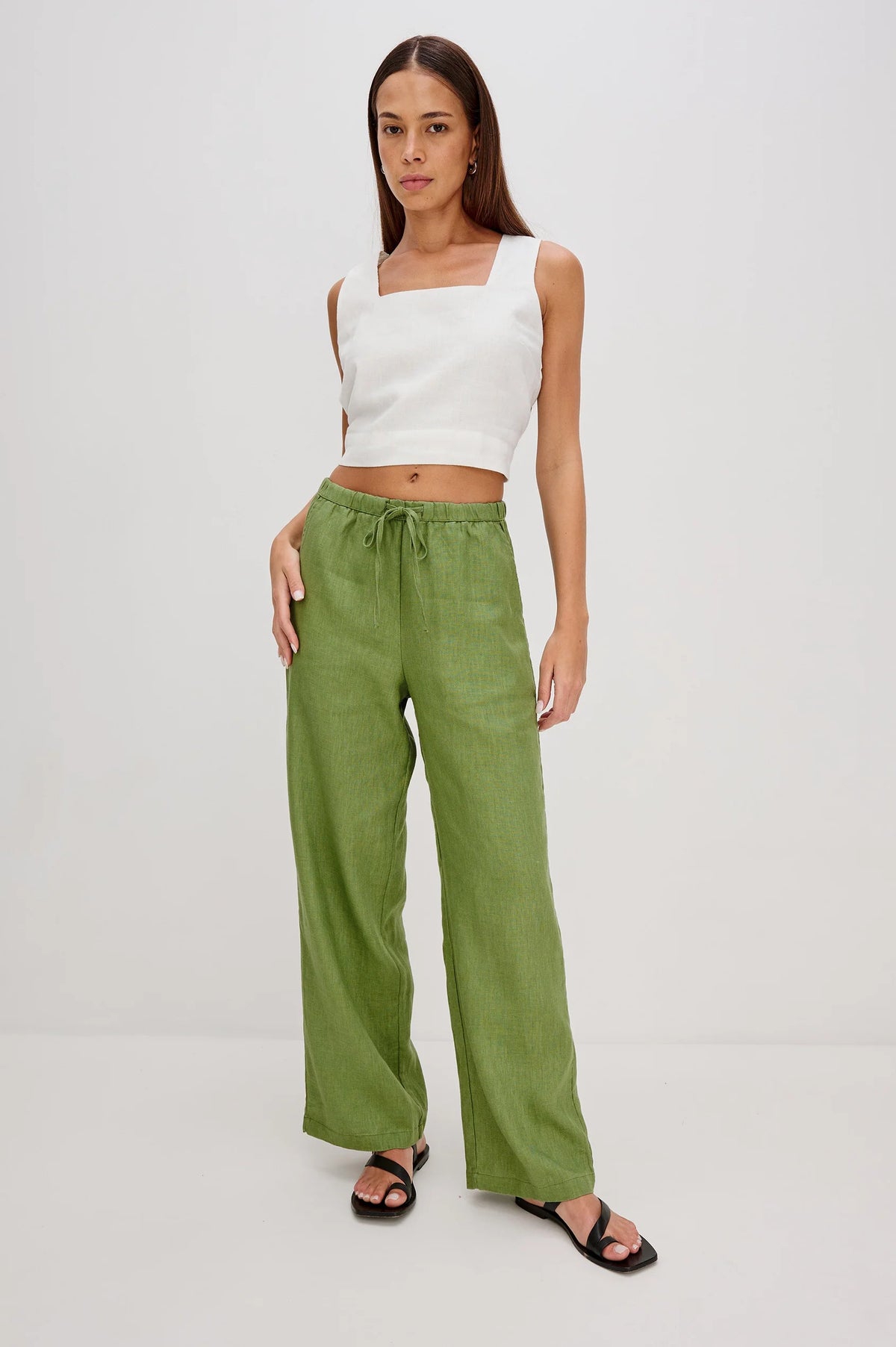 RAILS Emmie Linen Trousers in Dill