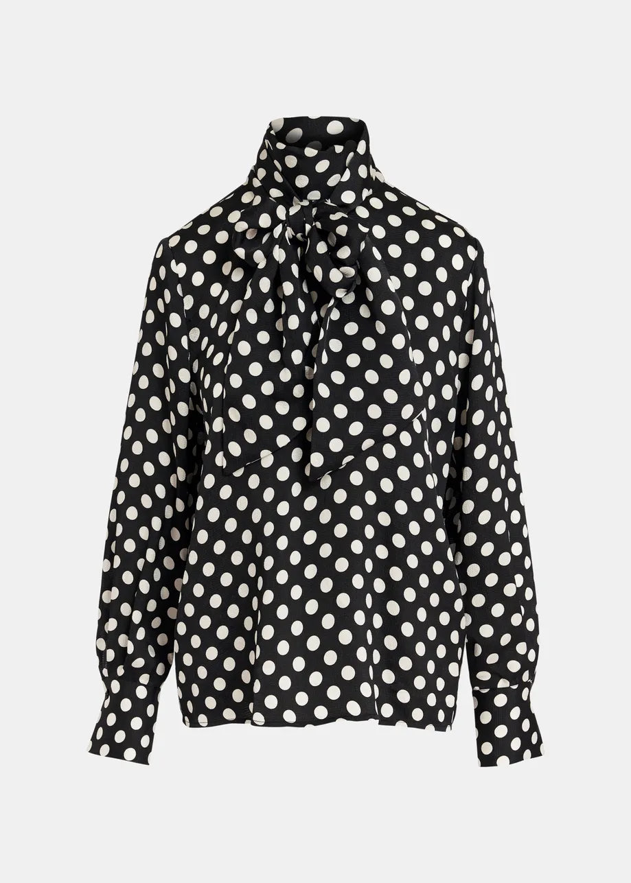 EA Gaurus Pussy Bow Tie Top in Black