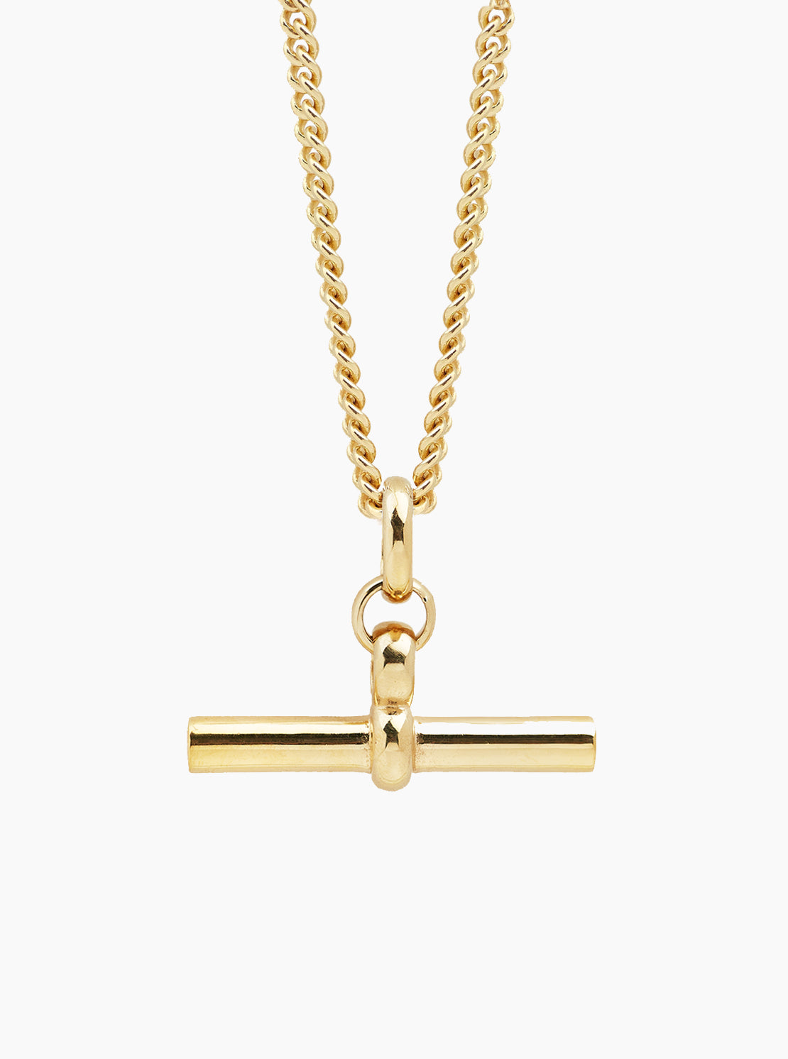Tilly Sveaas Giant Gold T Bar on Curb Chain