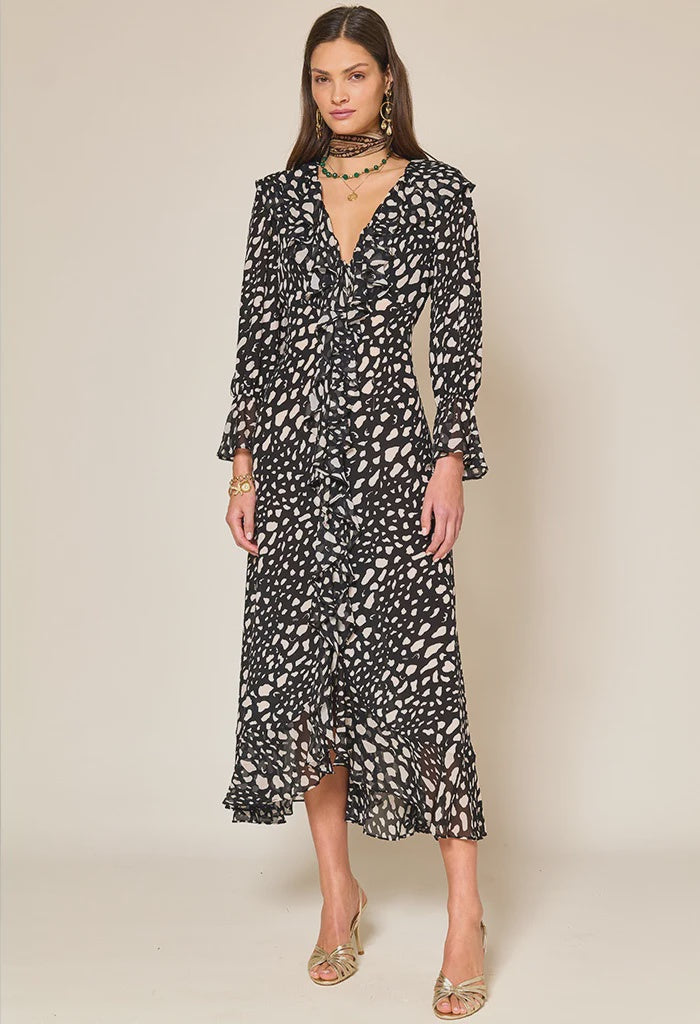 RIXO Gracye Dress in Night Leo Black