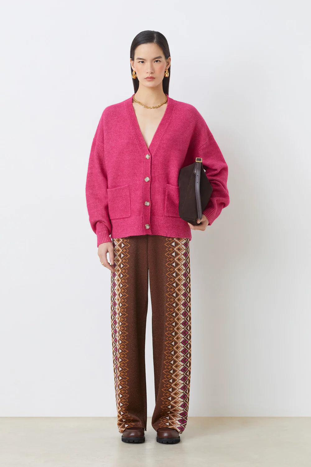 SUNCOO Gaely Knit Cardi in Fuchsia