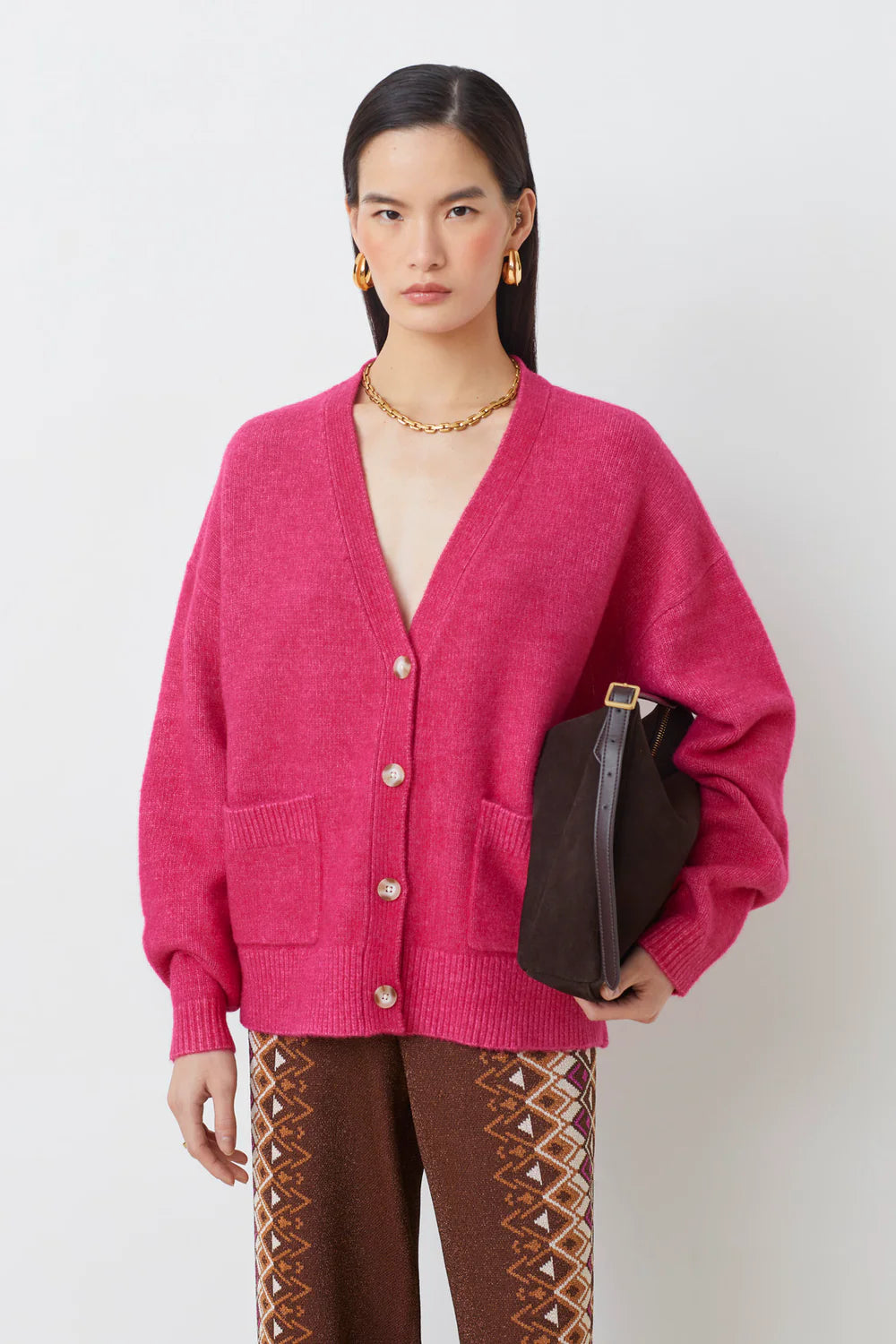 SUNCOO Gaely Knit Cardi in Fuchsia